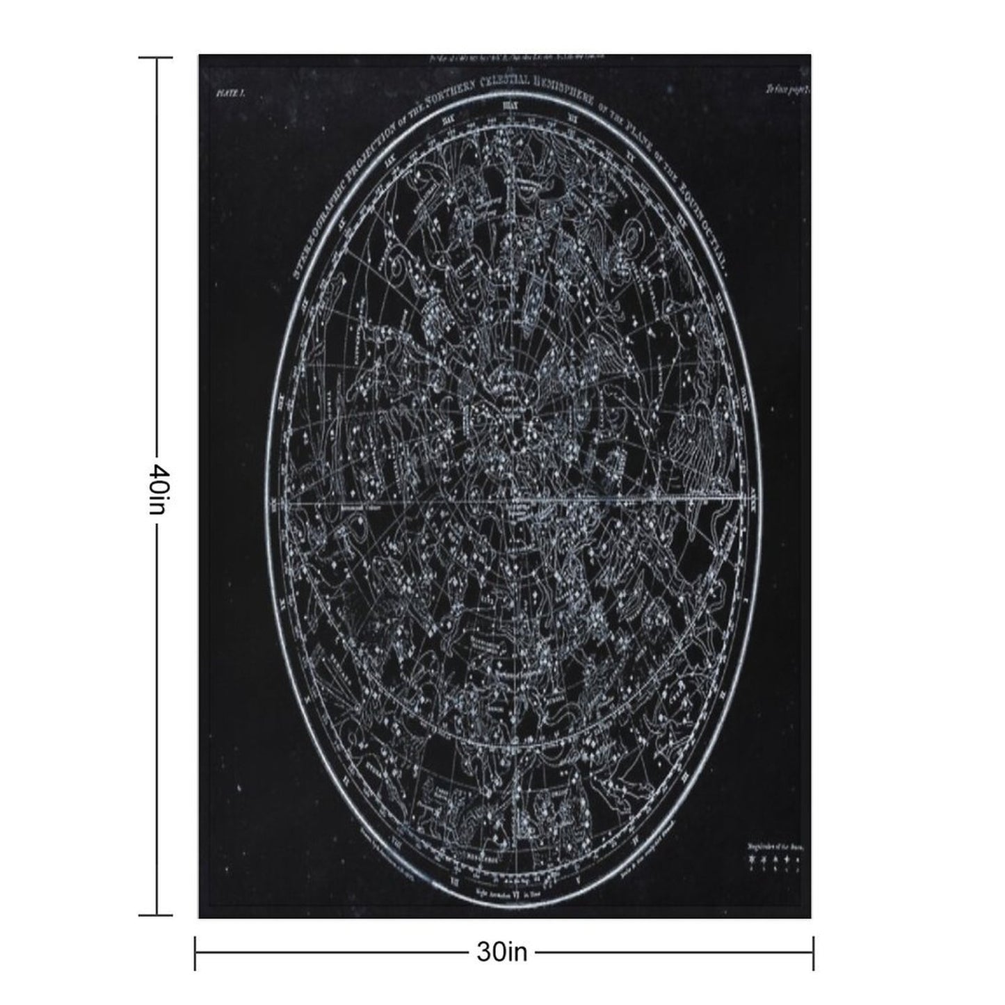 Constellations of The Northern Hemisphere Pale Blue On Black Compact Throw Blanket