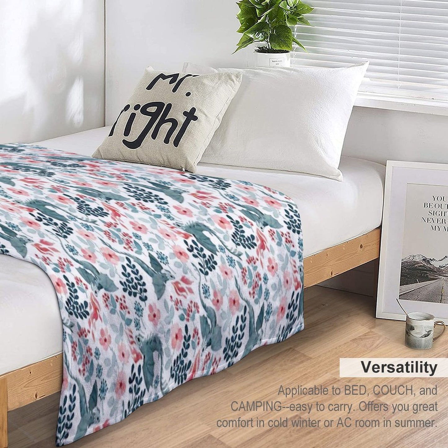 Dragons Pastel Floral Comfort Throw Blanket