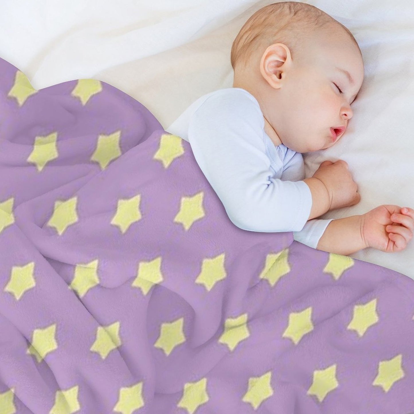 Yellow Stars on Purple Pop Shrink-resistant Throw Blanket