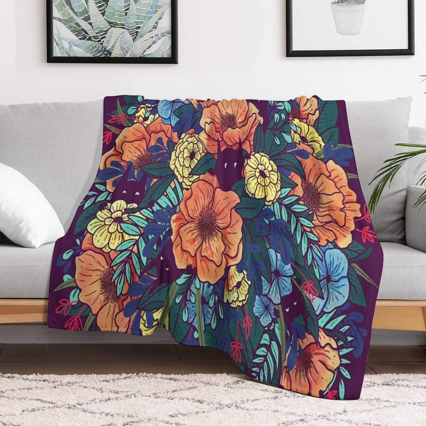 Wild Flowers Machine-washable Throw Blanket