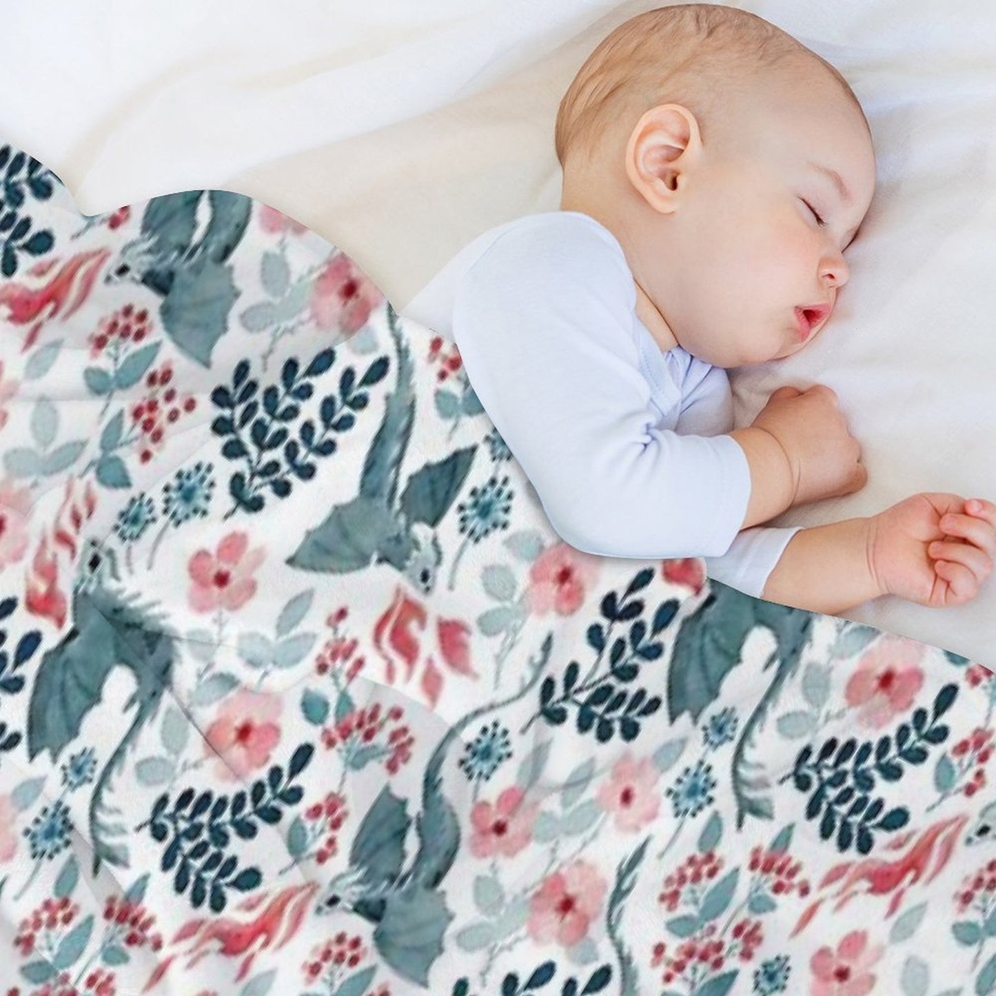 Dragons Pastel Floral Comfort Throw Blanket