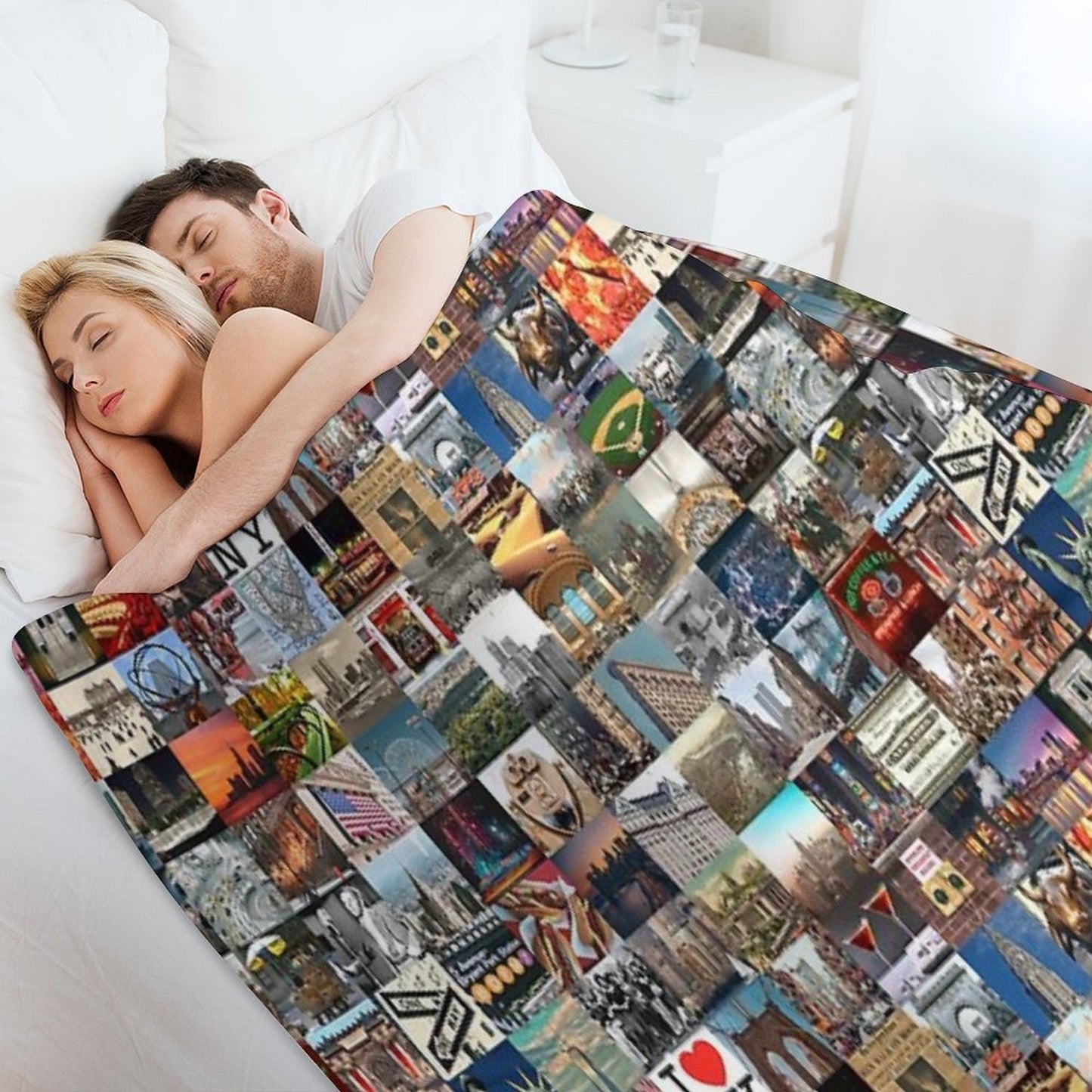 Typical New York - Collage of Images of The City And History Sustainable Throw Blanket