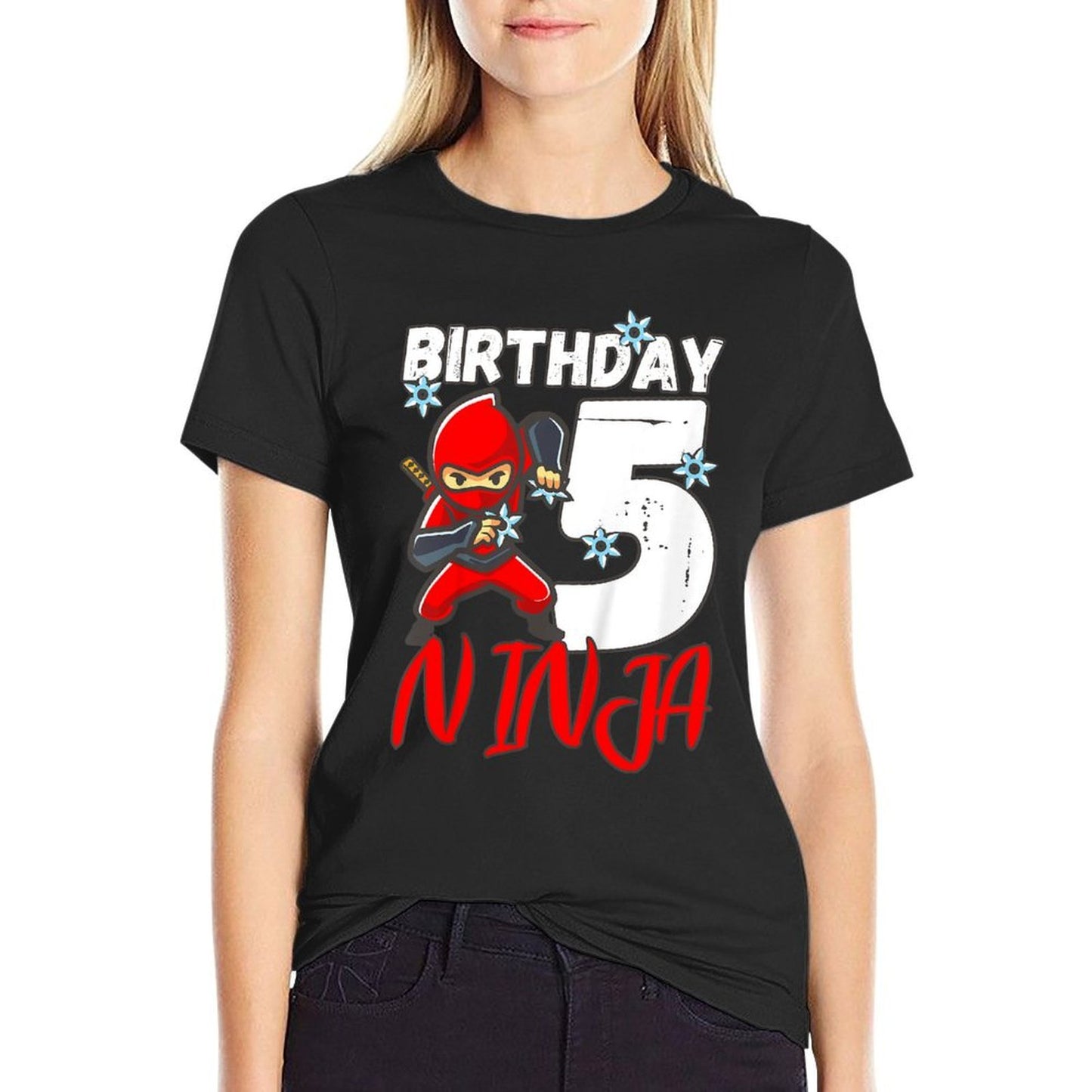 Kids Birthday Ninja 5 Year Old Boy Ninja Birthday 5 Th Boy Graphic-printed T-Shirt
