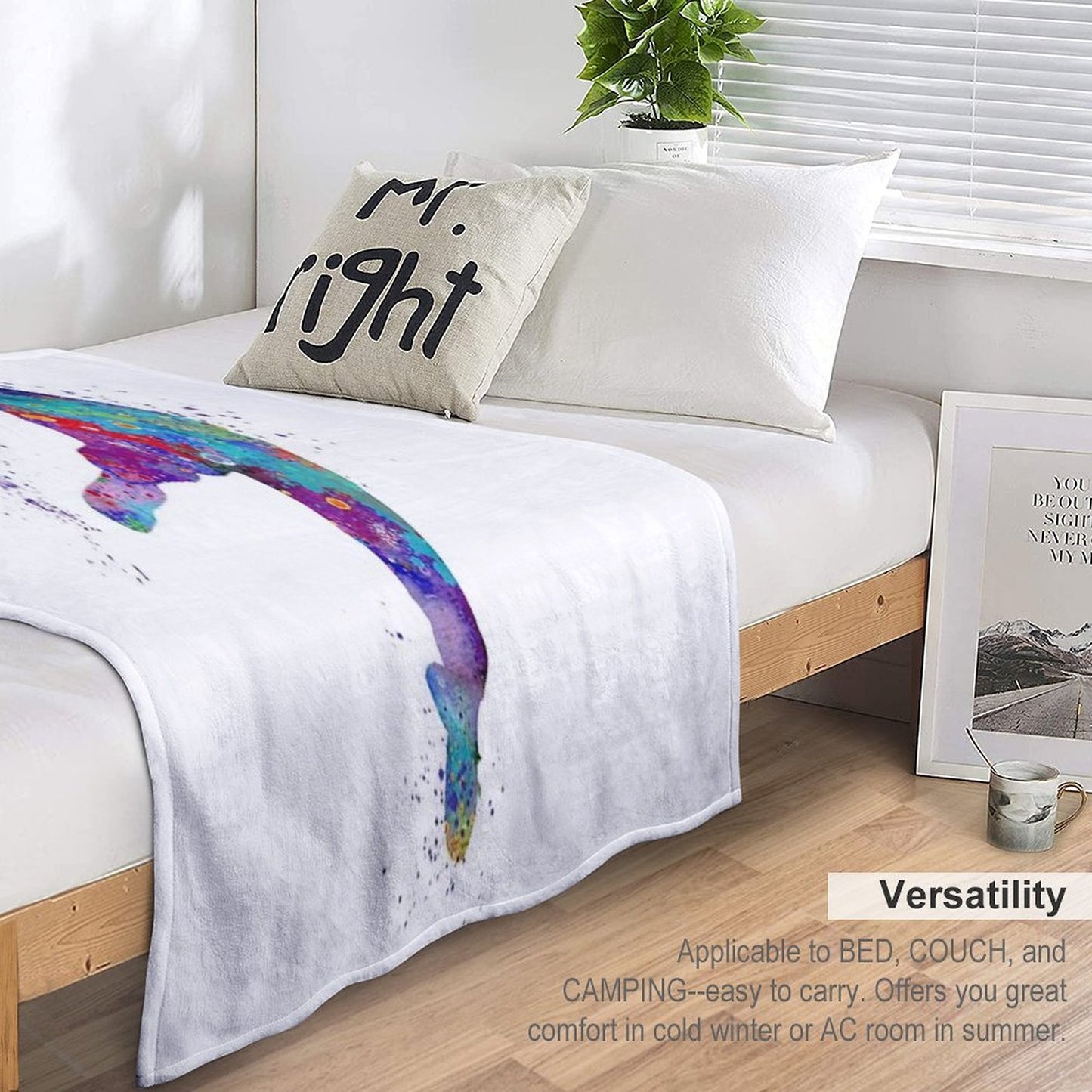 Handball Girl Colorful Watercolor Silhouette Easy Care Throw Blanket