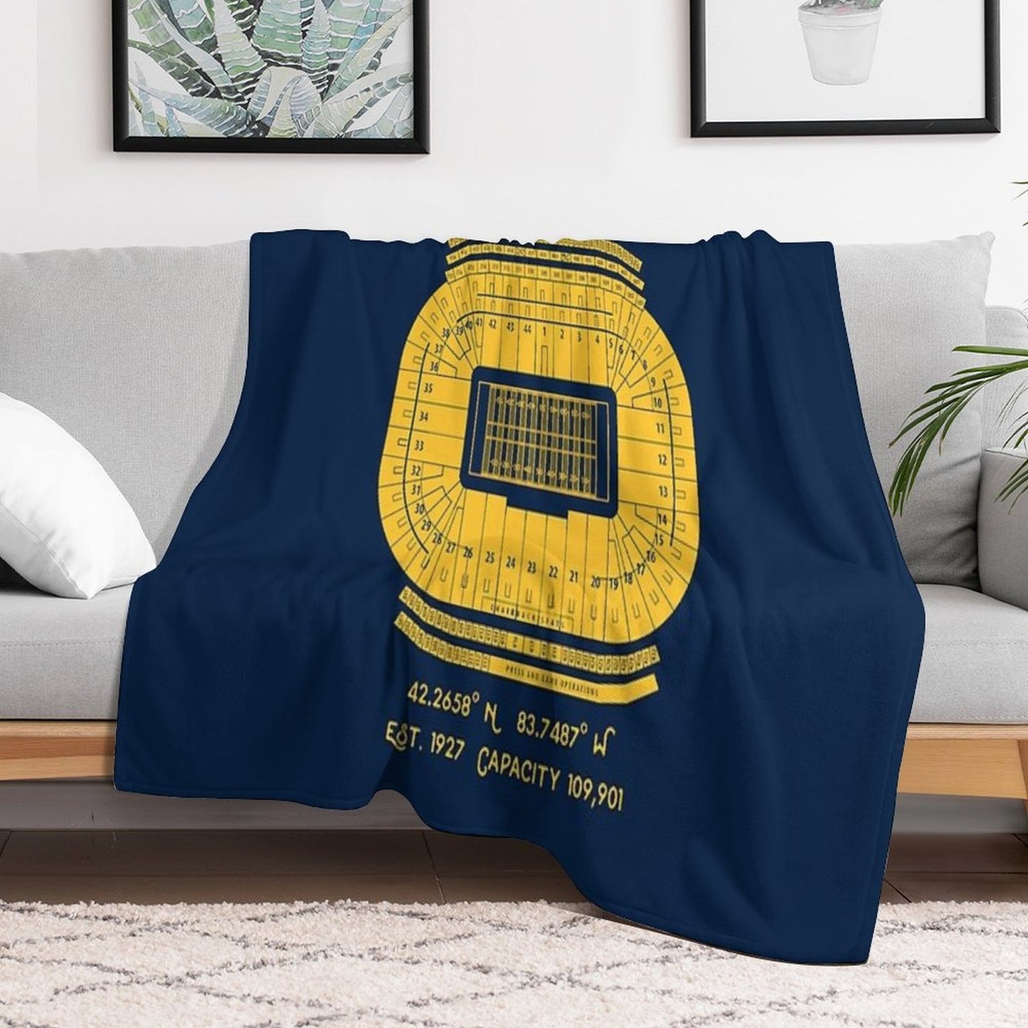 Michigan Football Big House Stadium Poster Print Shrink-resistant Throw Blanket
