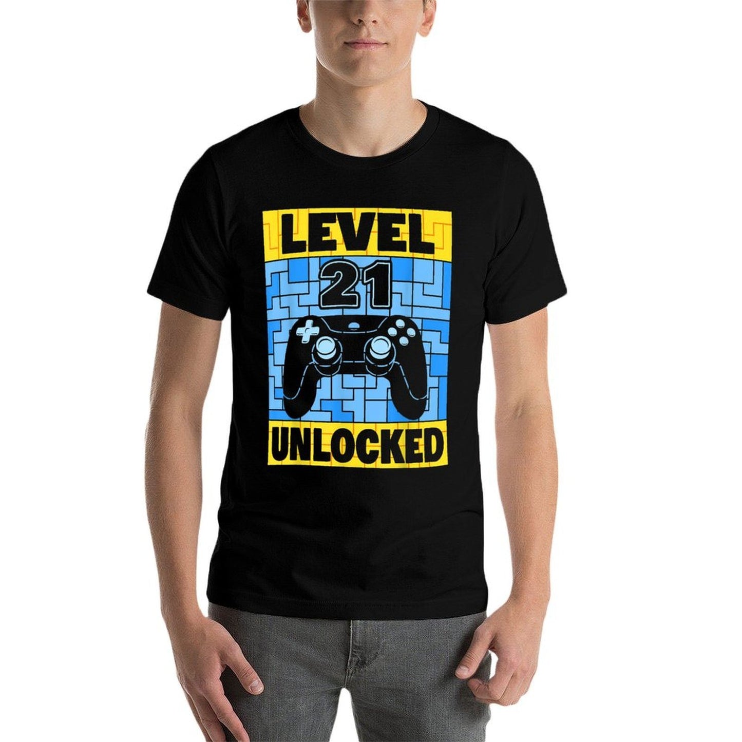 Level 21 Unlocked Gaming 21 Years Old Gamer 21st Birthday Easy-care T-Shirt