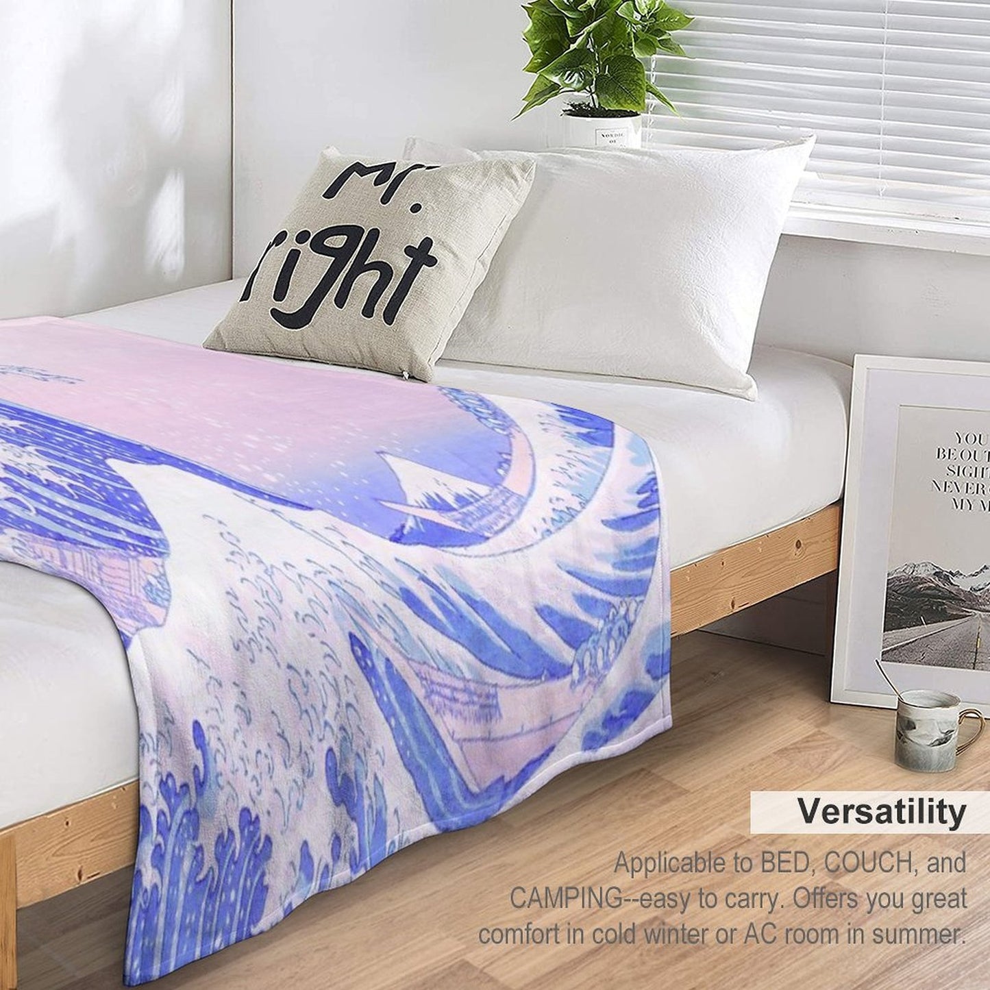 Great Wave Pastel Aesthetic Kawaii Pink Kanagawa Japanese Versatility Throw Blanket