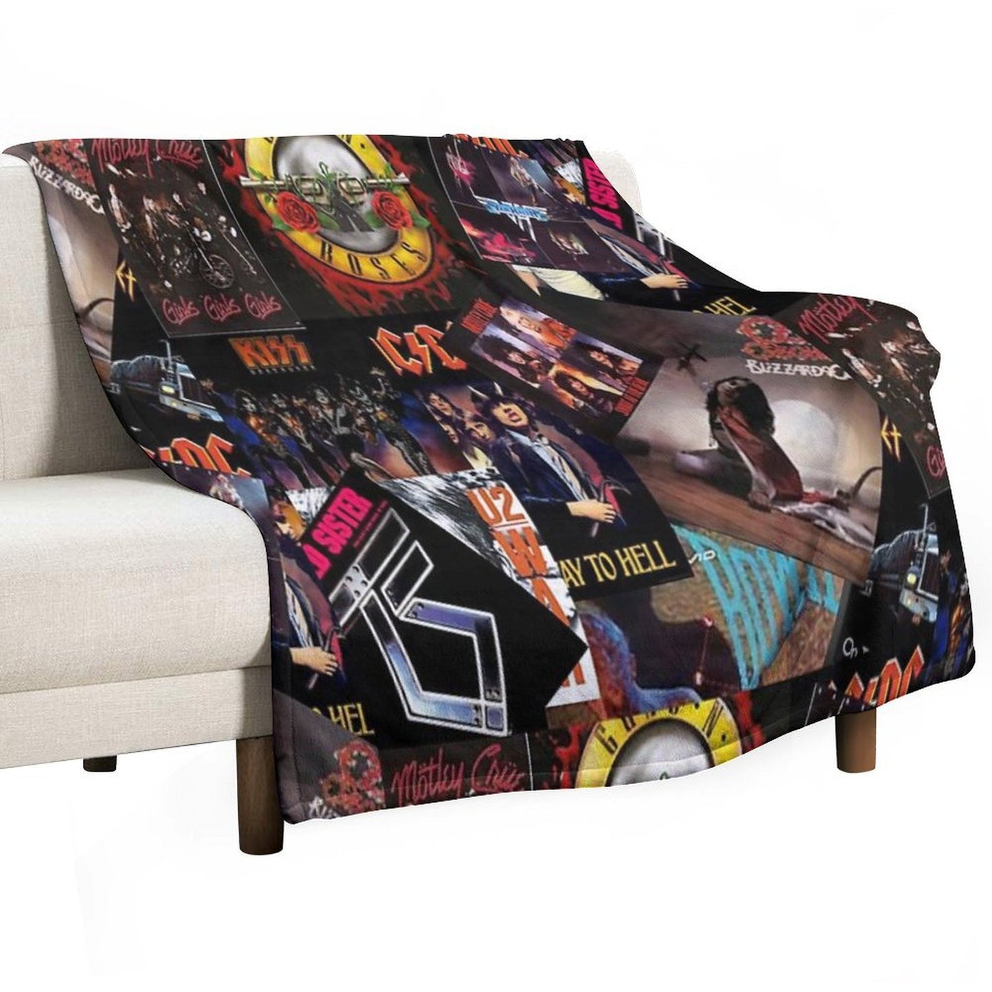 1980s Rock Bands Collage Multi-functional Throw Blanket