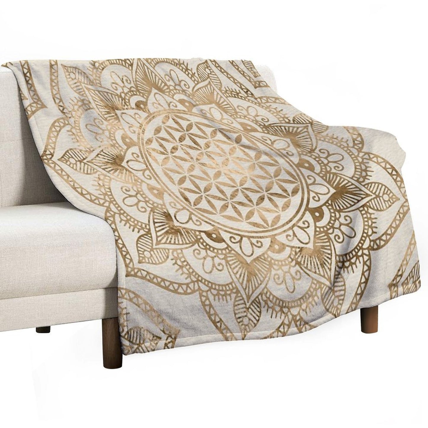 Flower of Life in Lotus - Pastel Golds And Canvas Plush Throw Blanket