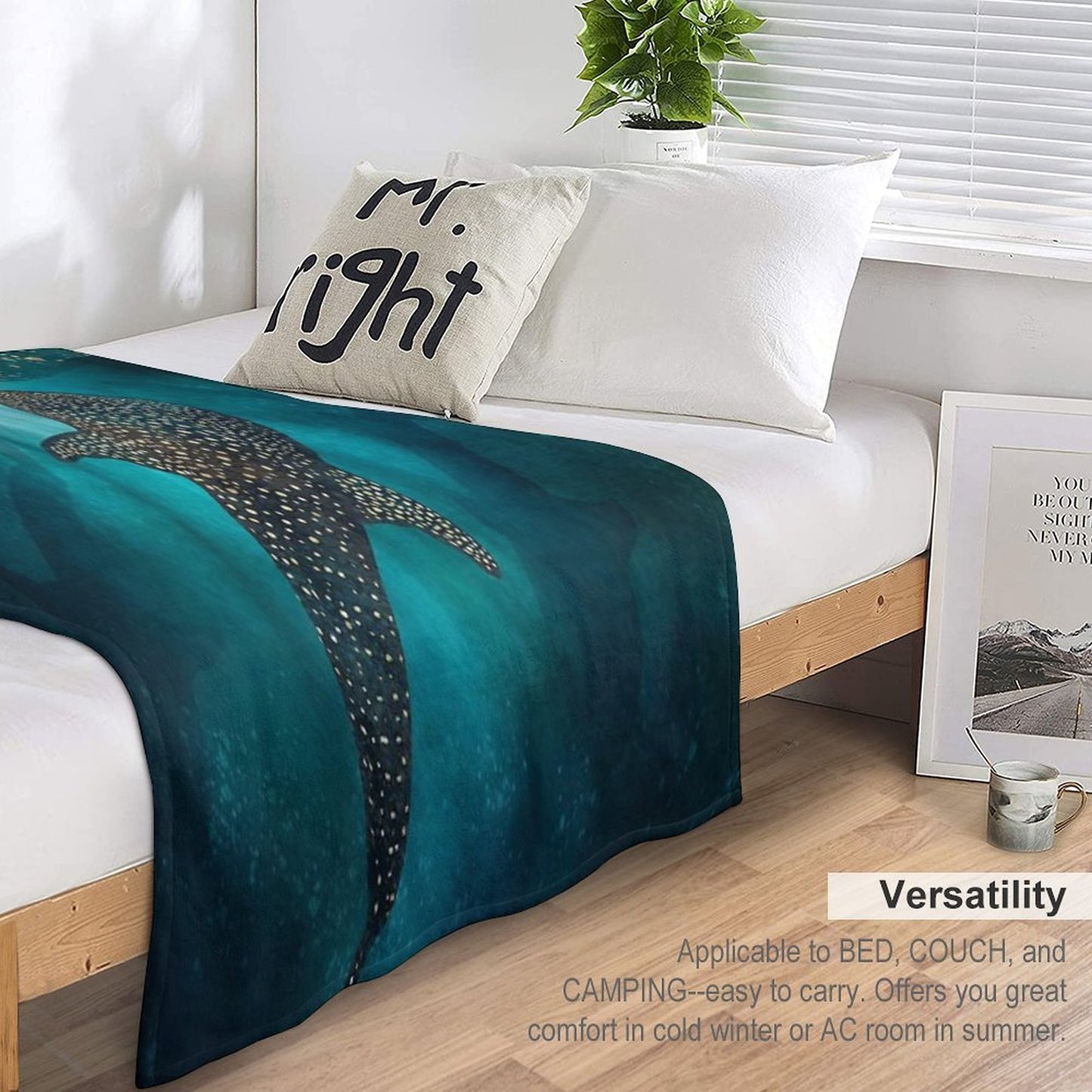 Metallic Whale Shark Durable Throw Blanket