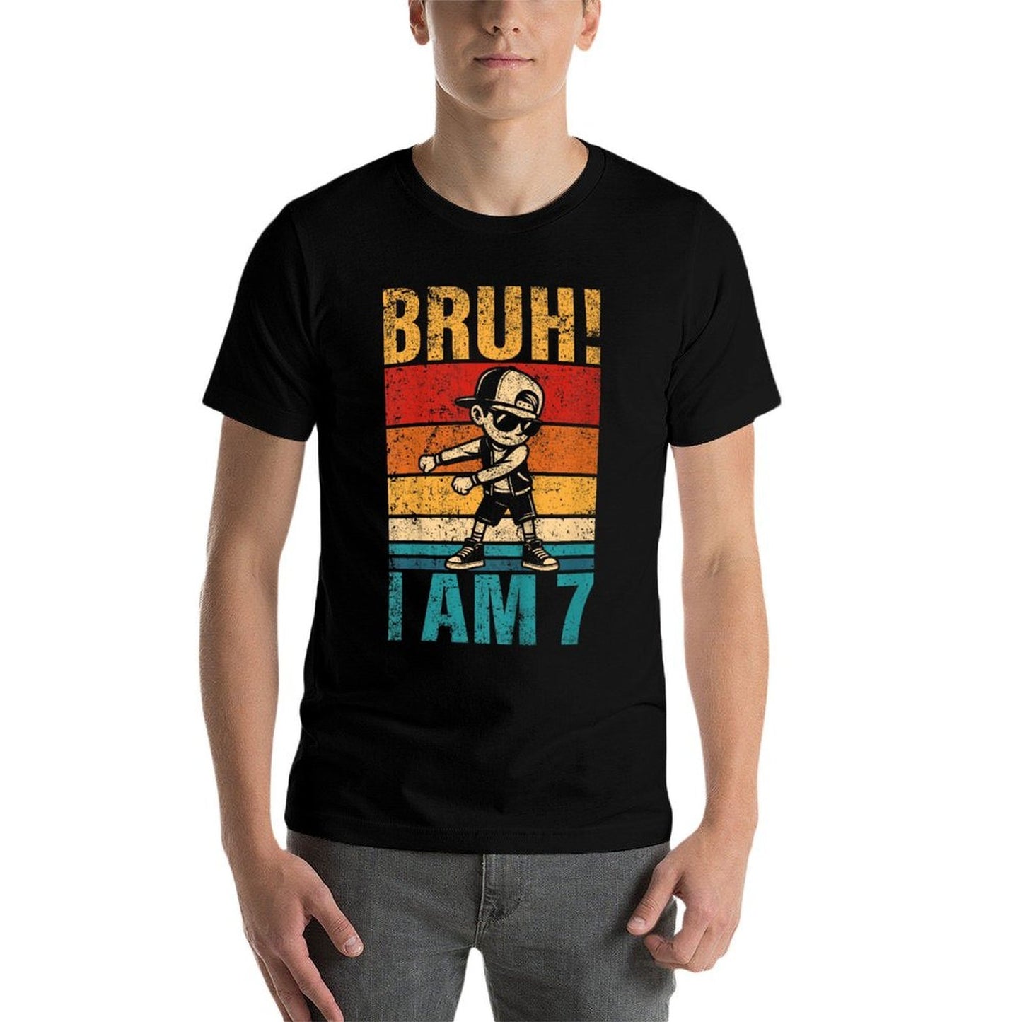 Kids 7 Year Old Birthday Flossing Boy Bruh Its My 7th Birthday Comfortable T-Shirt