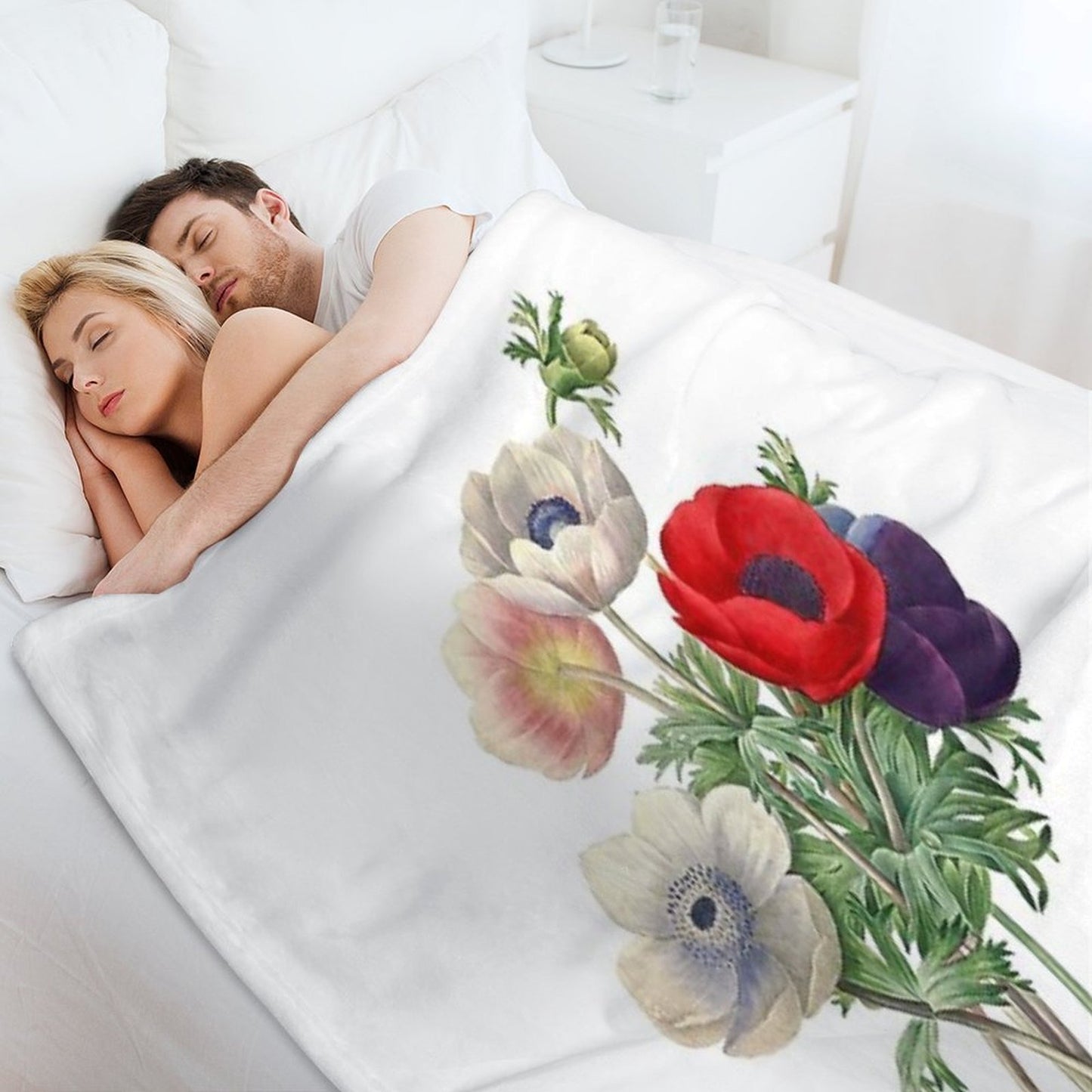 Anemone Illustration Sustainable Throw Blanket