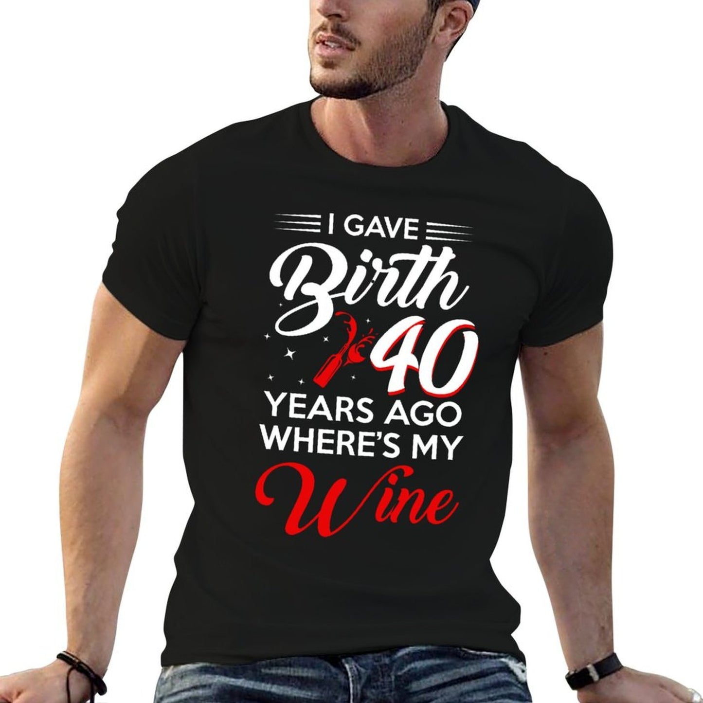 I Gave Birth 40 Years Ago 40th Birthday Party 40 Old Easy-care T-Shirt