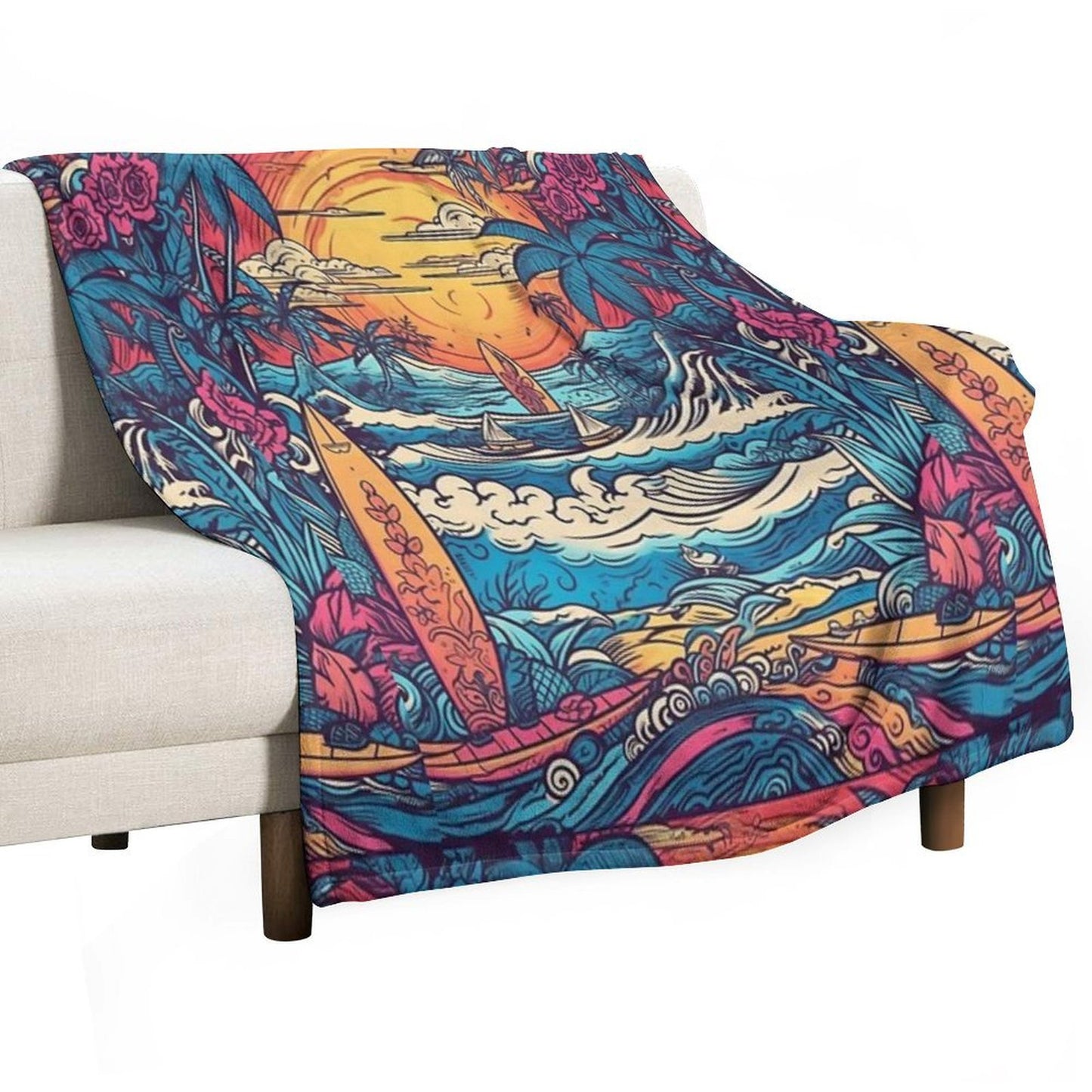 Surf Tribe – Popular Art, Vintage Style Surfing Gift Velvety-soft Throw Blanket
