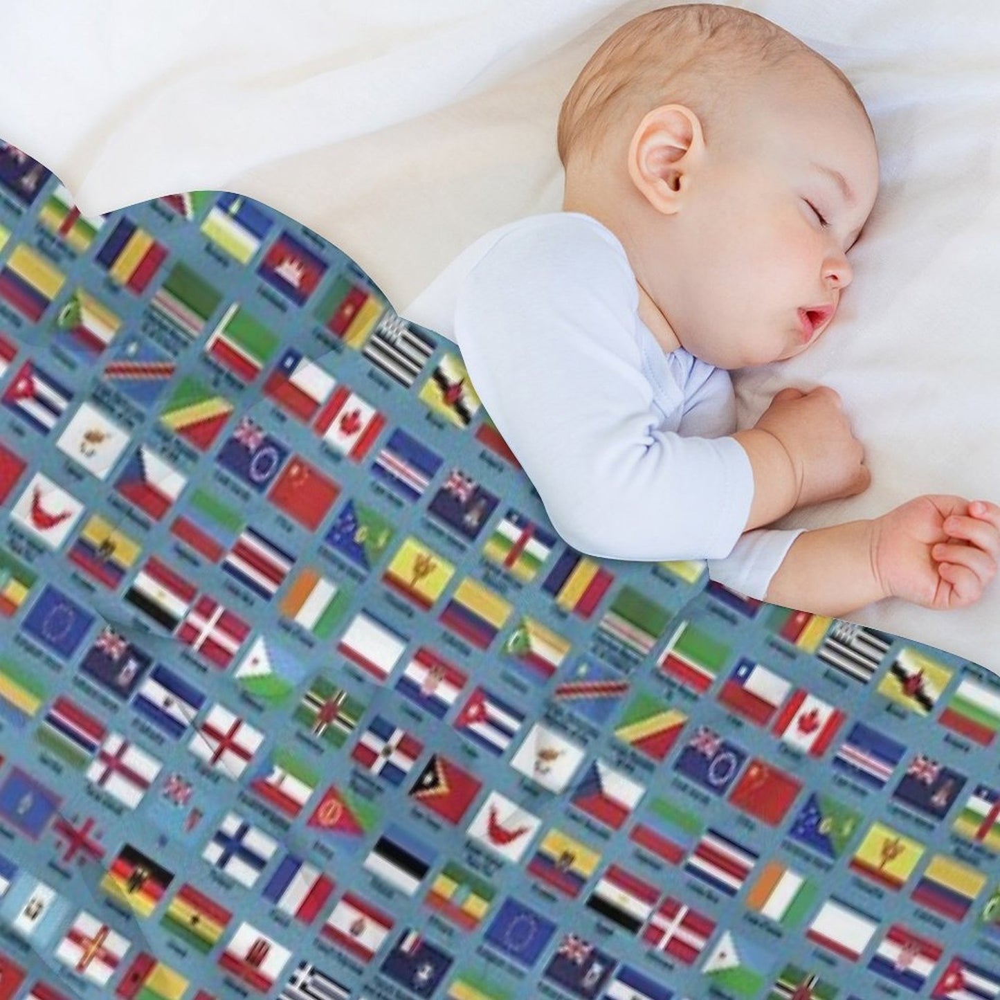 World Flags with Country Names - Blue Gift-ready Throw Blanket