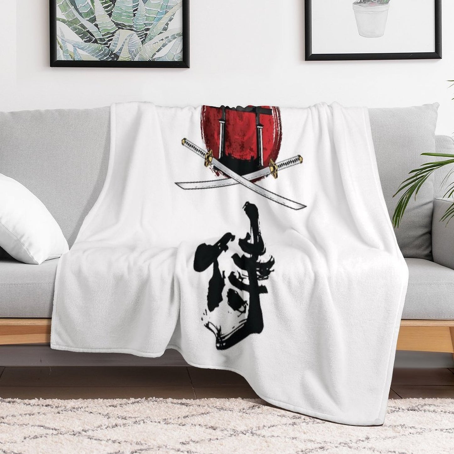 Samurai Katana Tori Gate Kanji Eco-conscious Throw Blanket