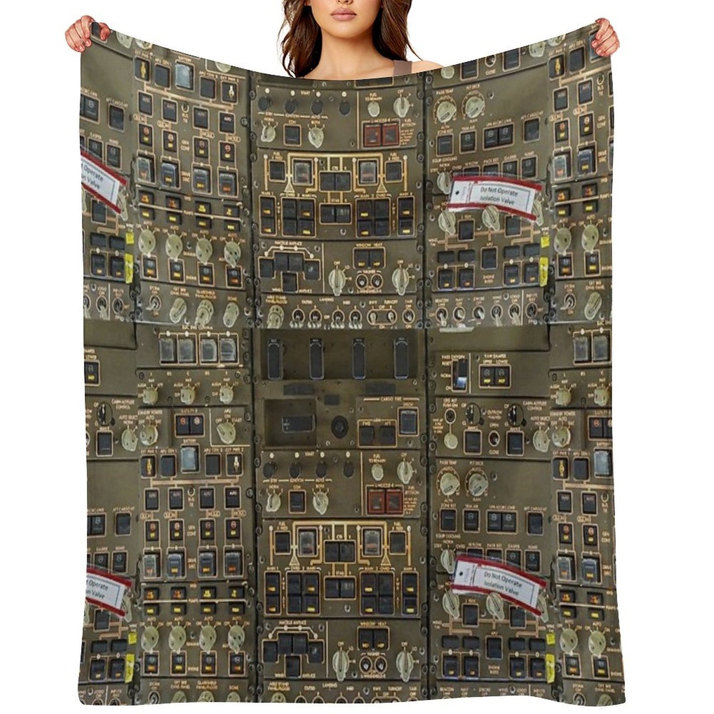 Boeing 747 Overhead Panel Cockpit Premium Throw Blanket