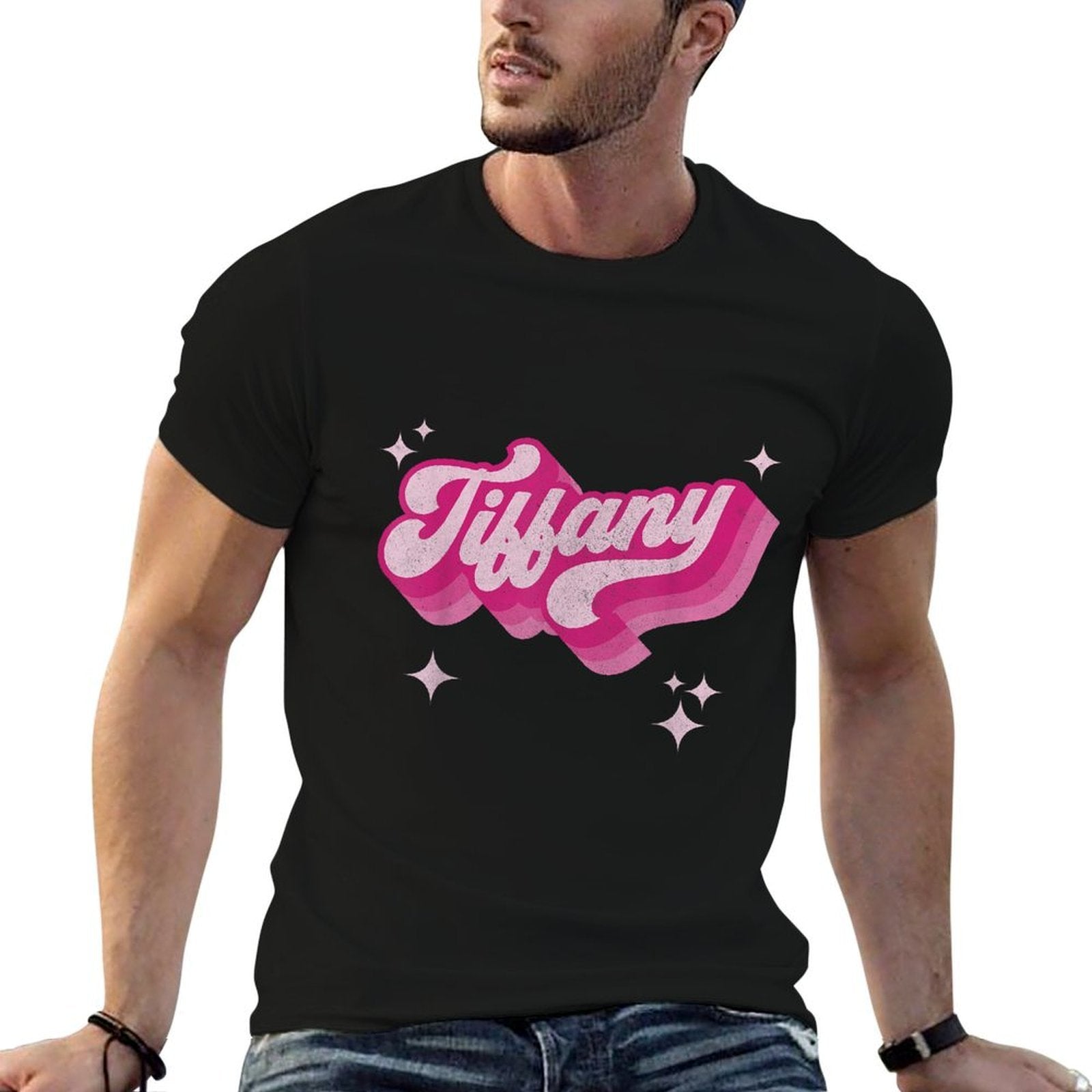 Tiffany First Name Girl Vintage Style 70s Personalized Retro  Stretchy T-Shirt
