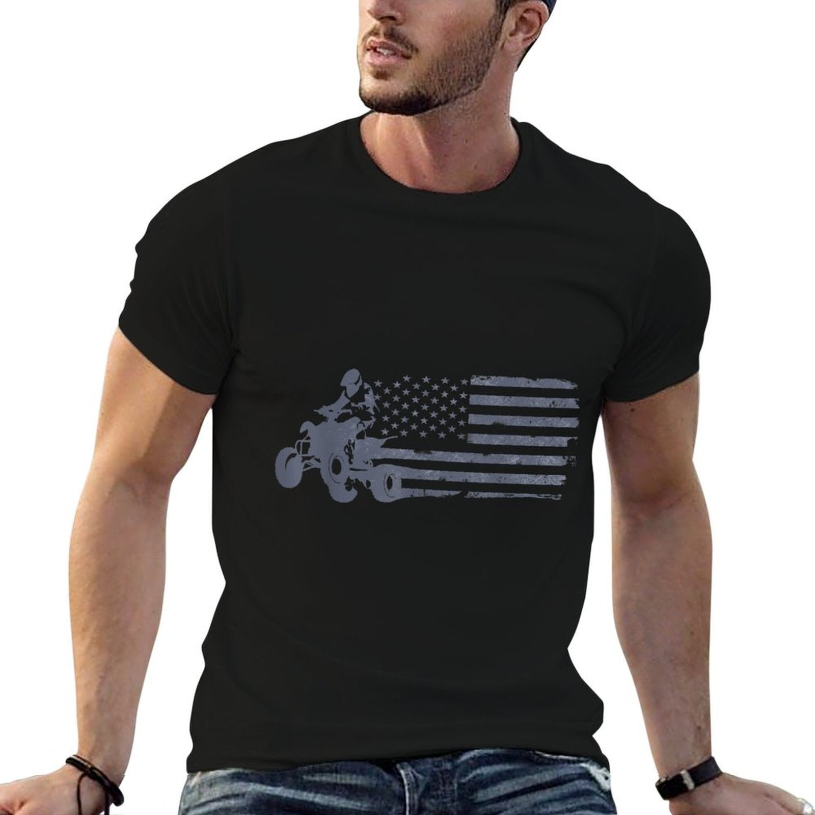 ATV Quad Four Wheeler Bike Rider American Distressed Comfortable T-Shirt