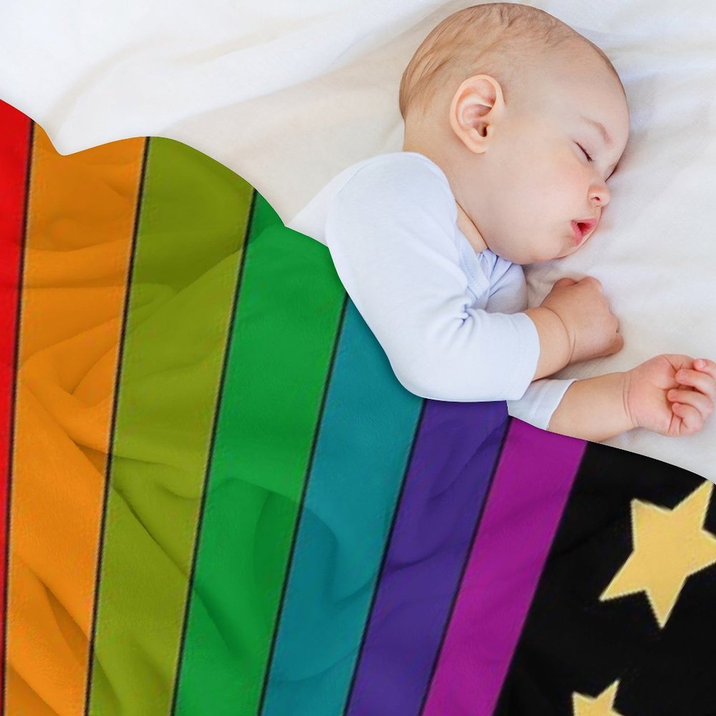 Stars And Rainbow Machine-washable Throw Blanket