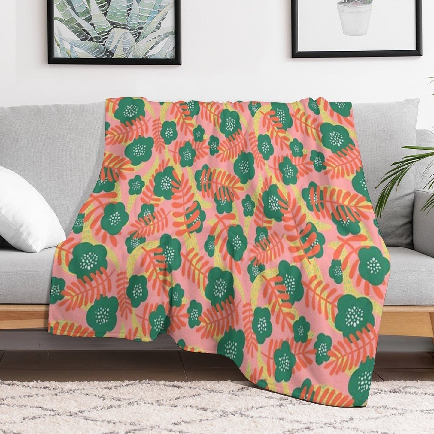 Bright Florals Wrinkle-free Throw Blanket