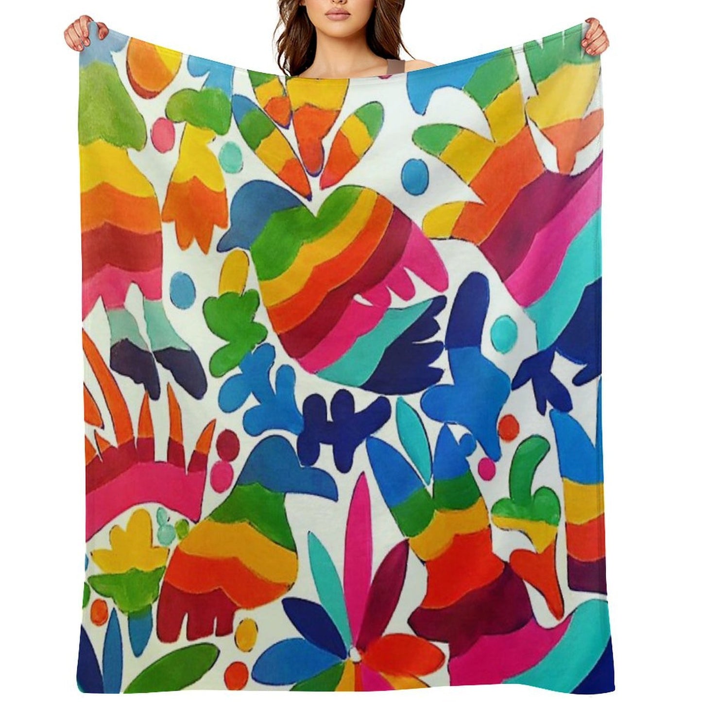 Mexican Otomi Colors Multi-functional Throw Blanket