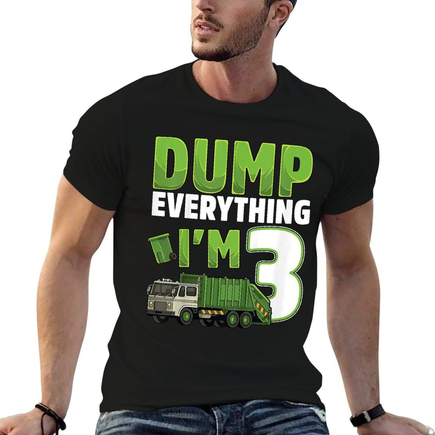 Recycling Trash 3 Year Old Garbage Truck 3rd Birthday Boy Tagless Design T-Shirt