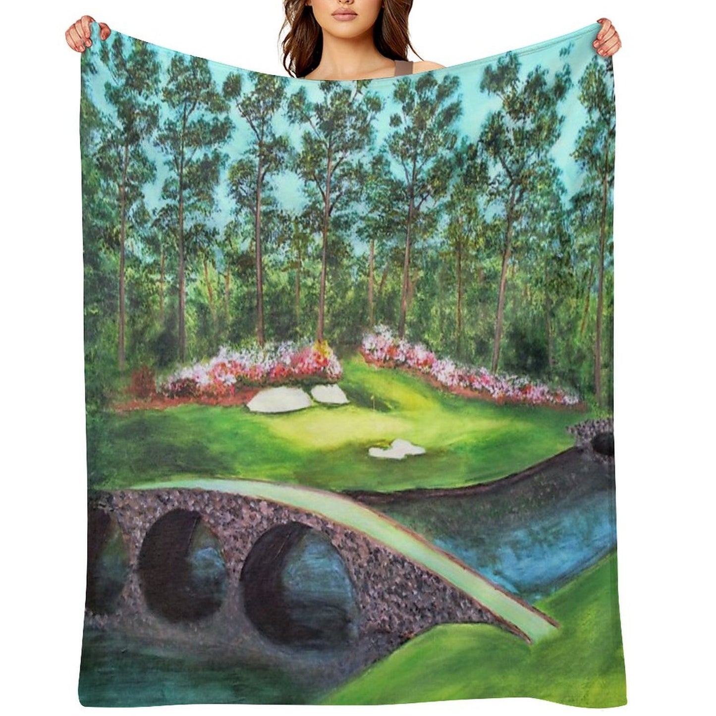 12th Hole At Augusta National Golden Bell Lightweight Throw Blanket