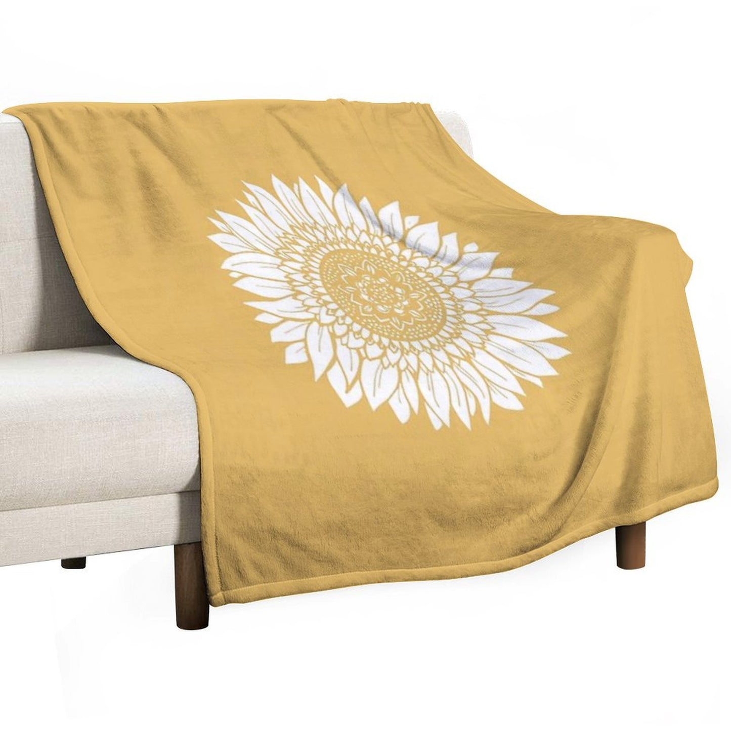 Yellow Flower Drawing Tapestry Sustainable Throw Blanket