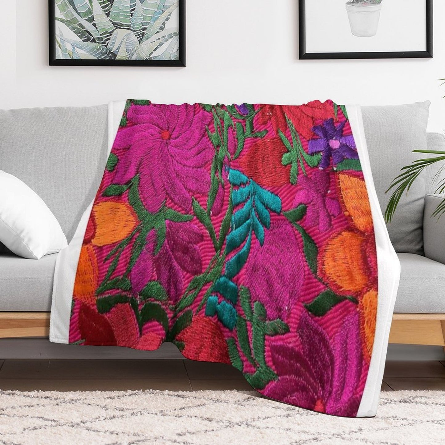 Mexican Embroidered Comfort Throw Blanket