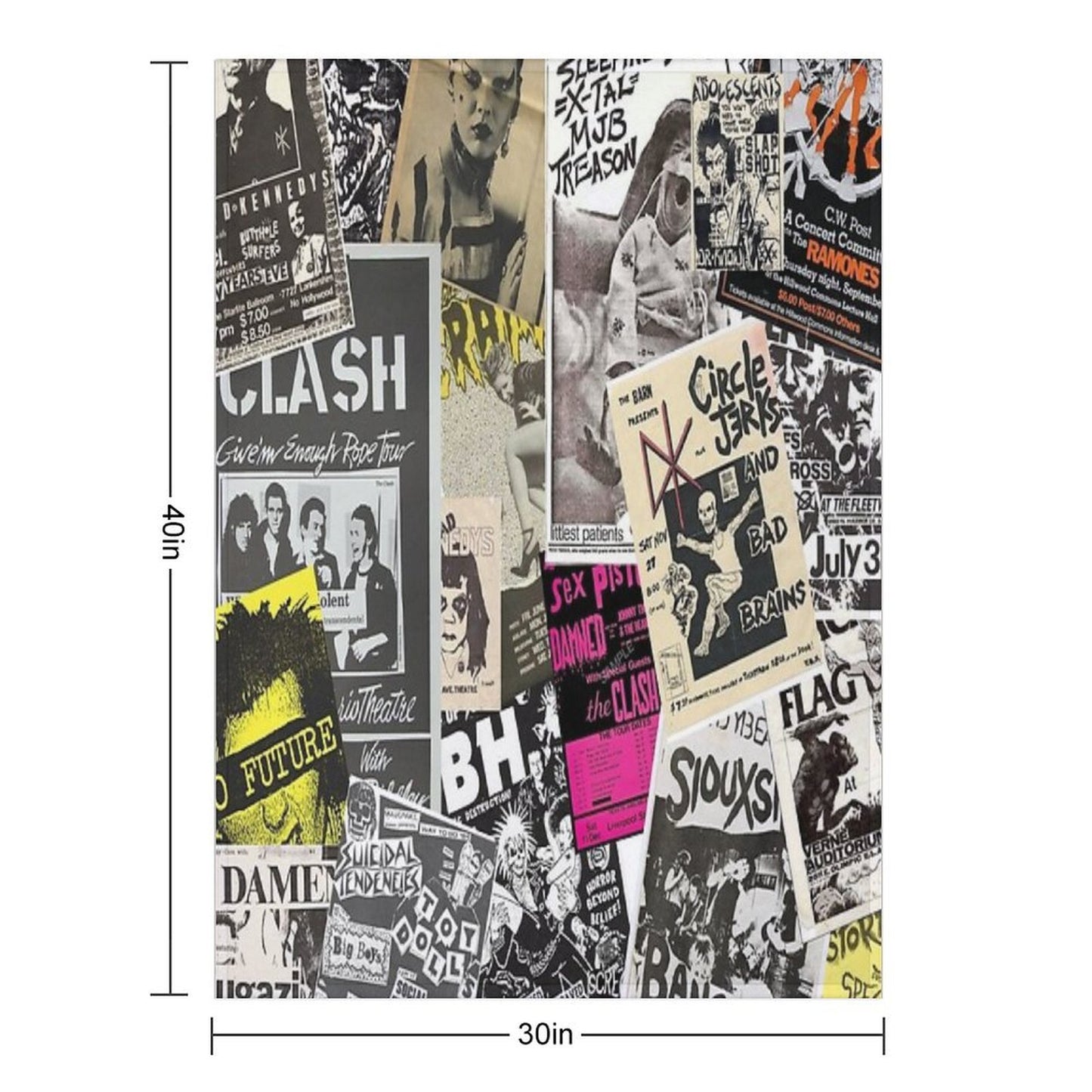 Punk Rock Music Flyers Collage Quick-dry Throw Blanket