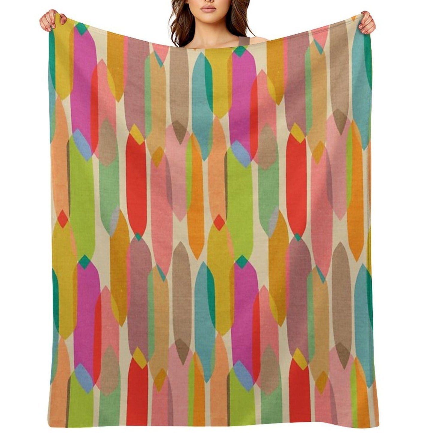 Mid Century Droplets Kaleidoscope Velvety-soft Throw Blanket