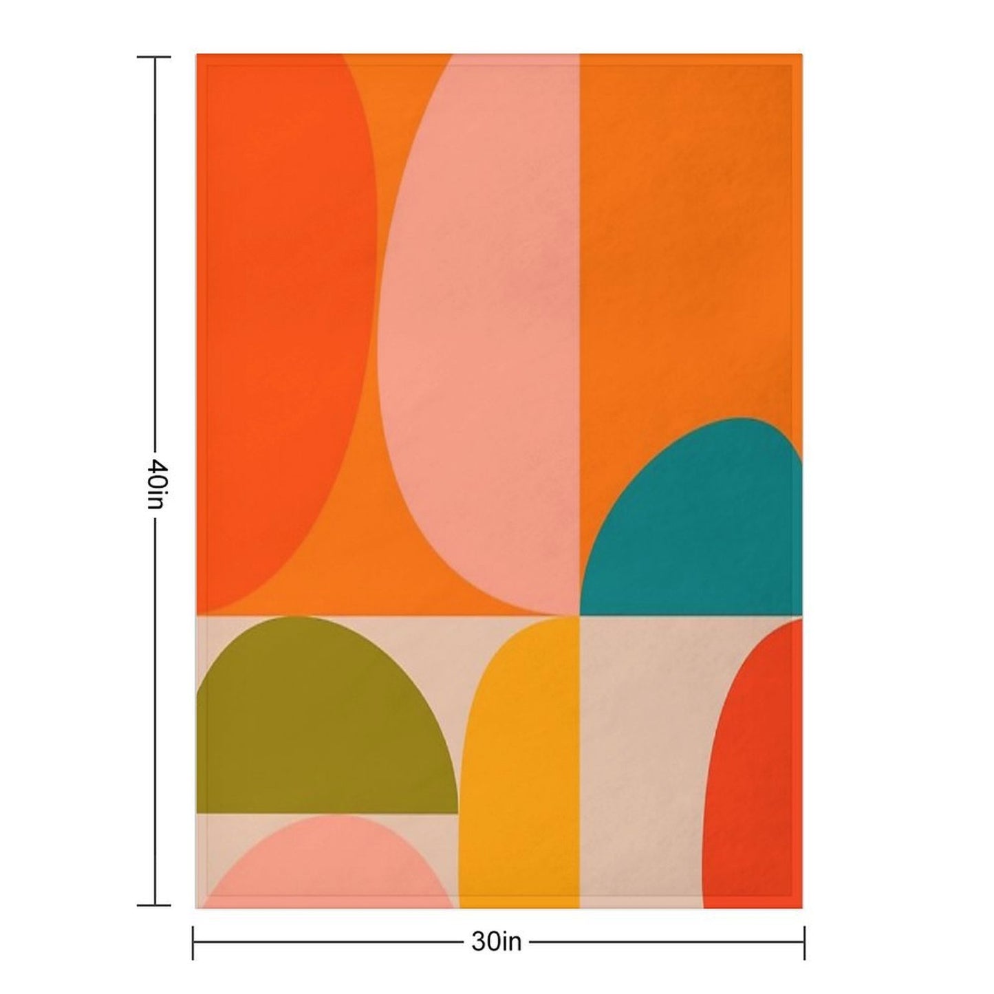 Mid Century Modern, Geometric, Retro Design, Round, Summer, Variation 2, Coral, Orange, Teal Sustainable Throw Blanket