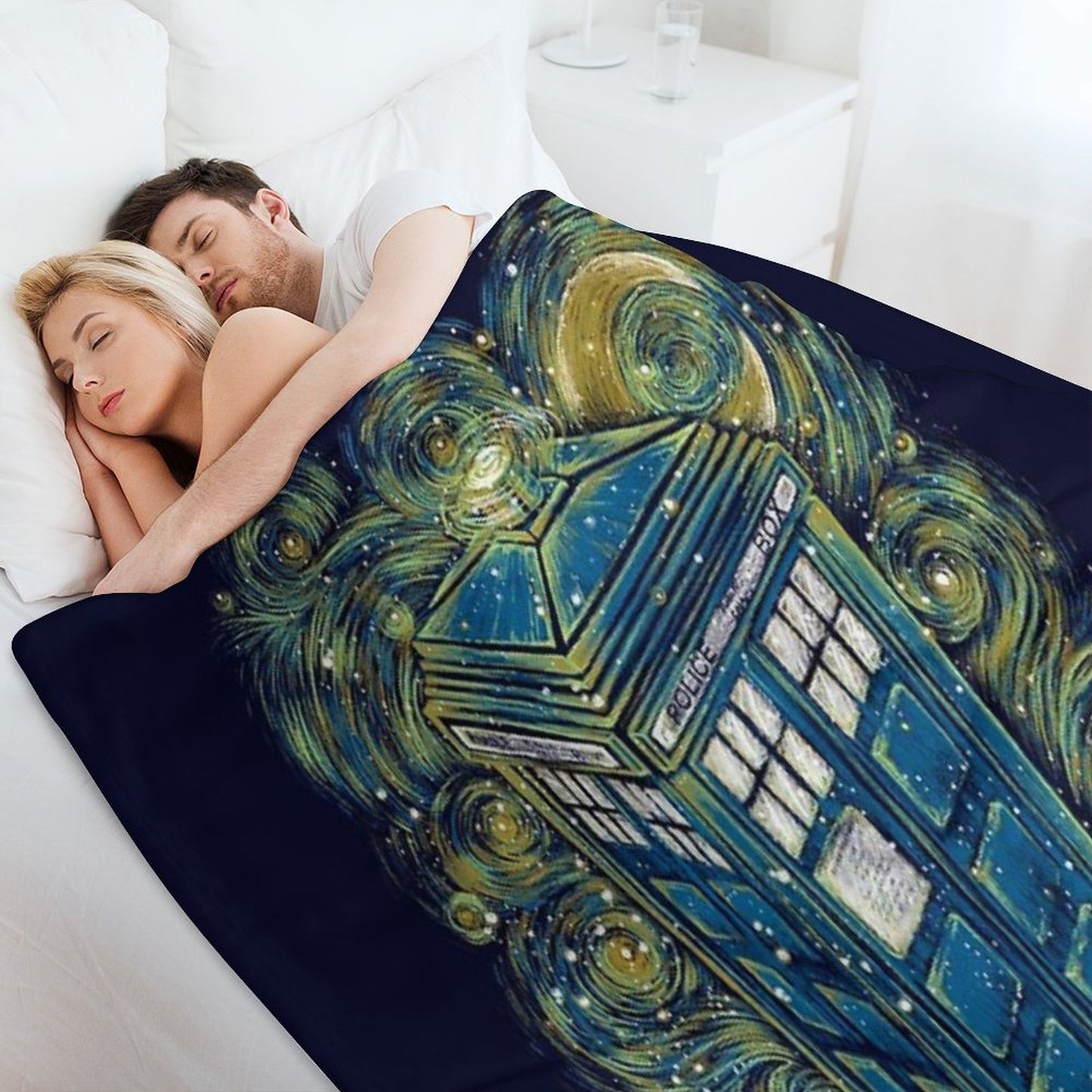 The Doctor in The Starry Night Easy Care Throw Blanket