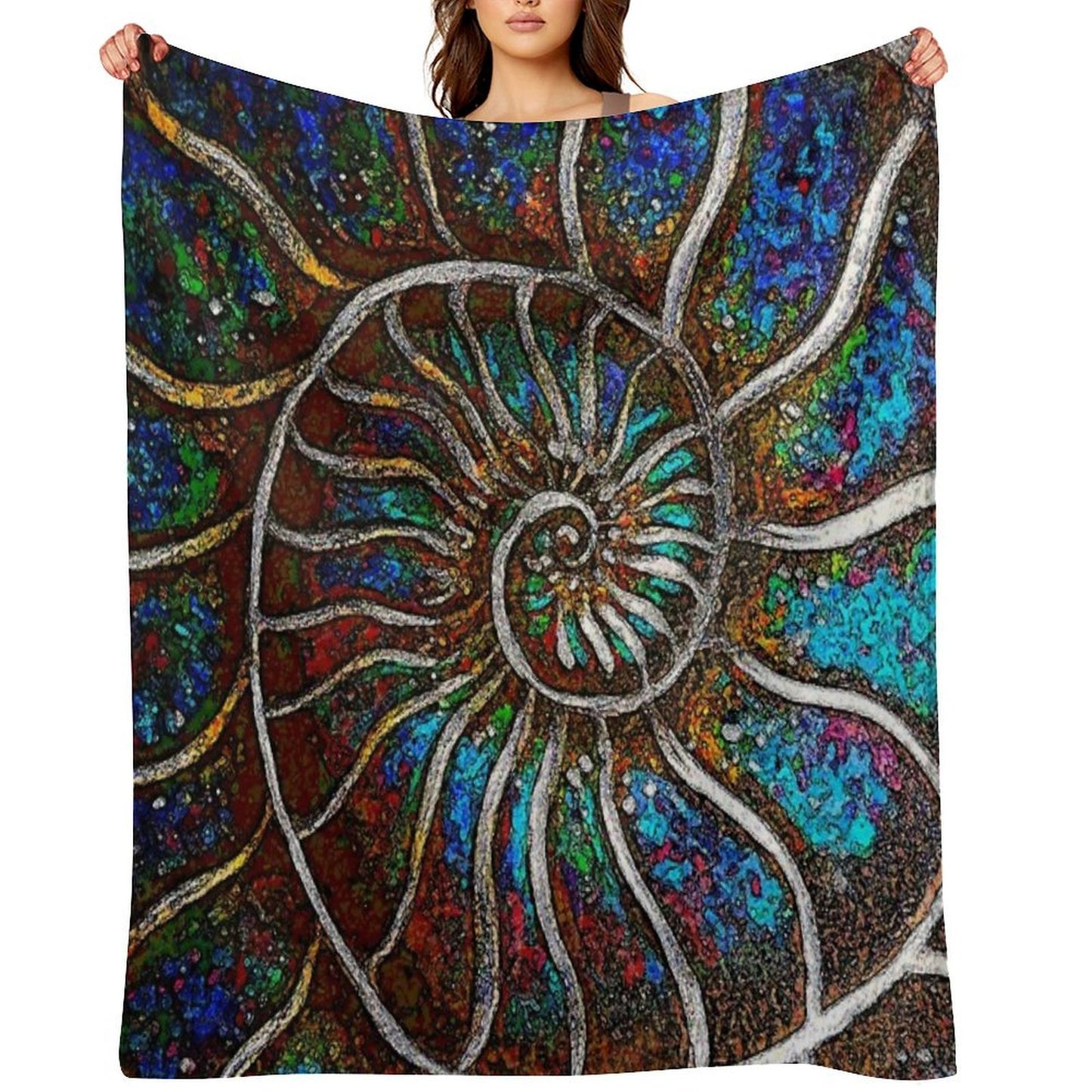 Ammonite Fossil Macro Abstract Art Anti-pilling Throw Blanket