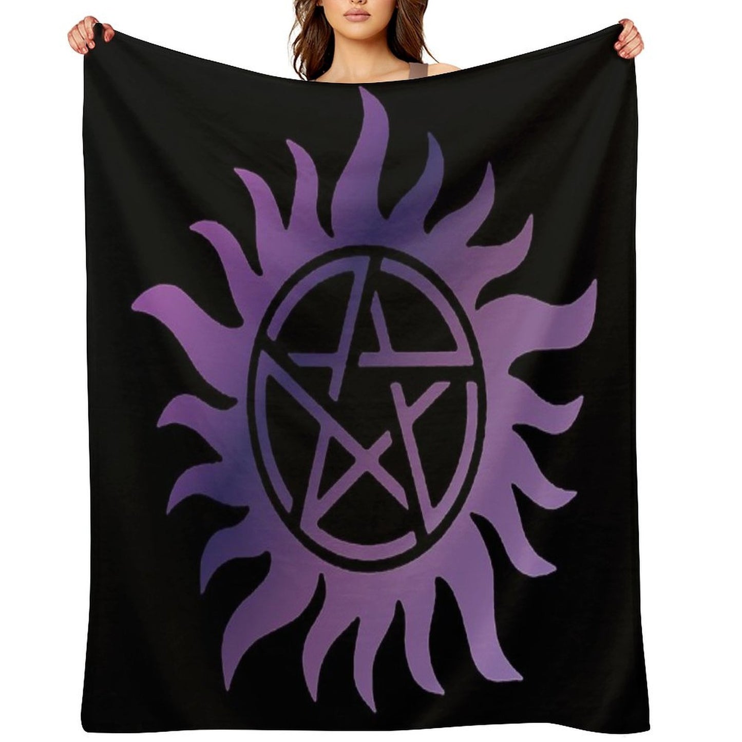 Purple Pentacle Black Comfort Throw Blanket