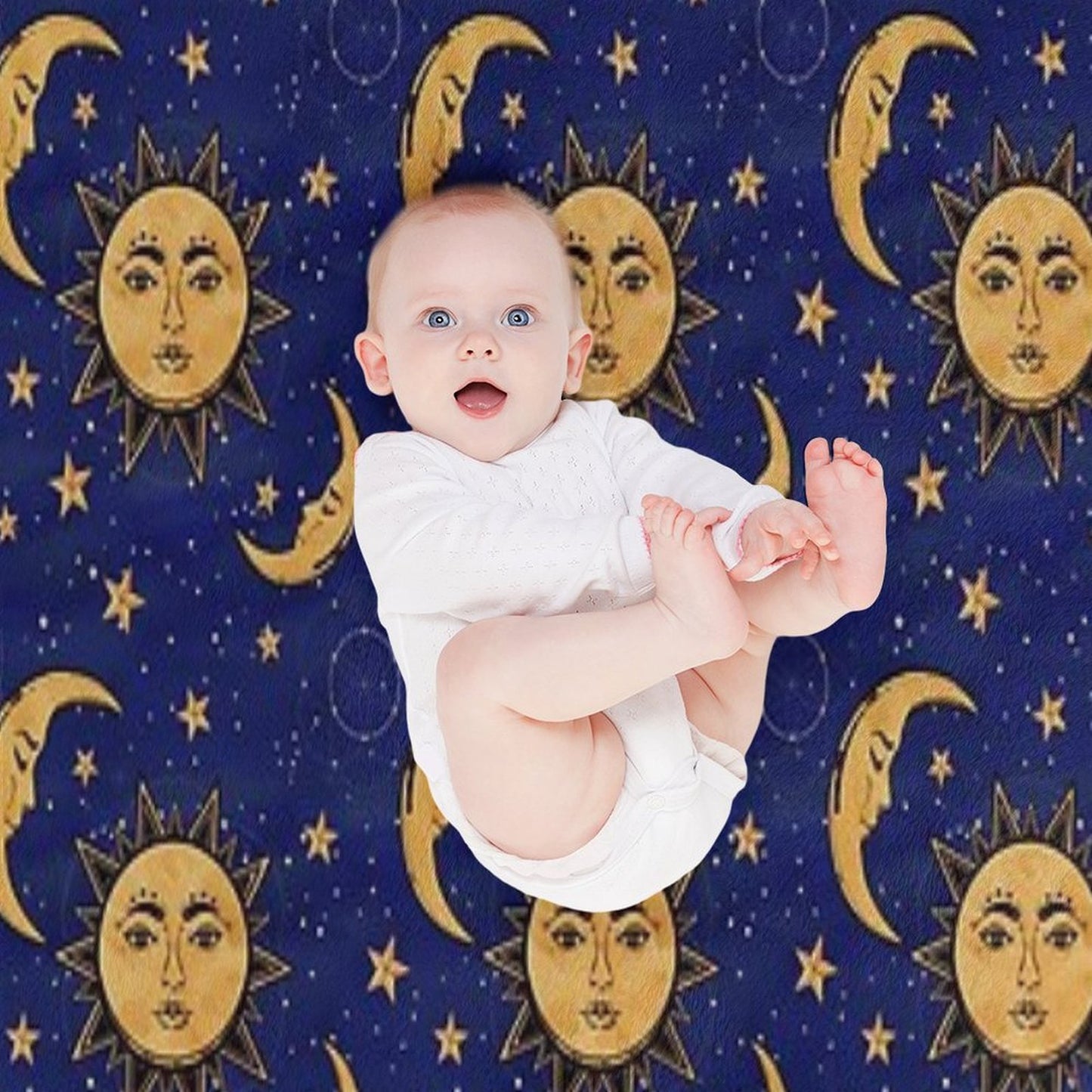 Vintage Moon And Sun Stars Celestial Eco-conscious Throw Blanket