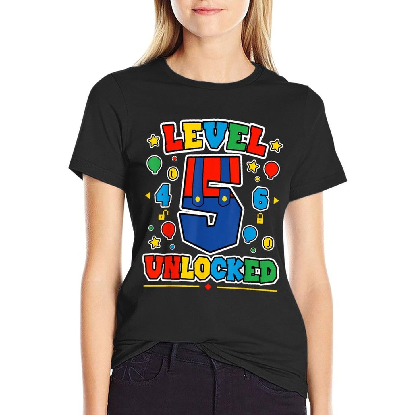 Level 5 Unlocked 5th Birthday Super Gamer Gaming Theme Party Summer-ready Fabric T-Shirt