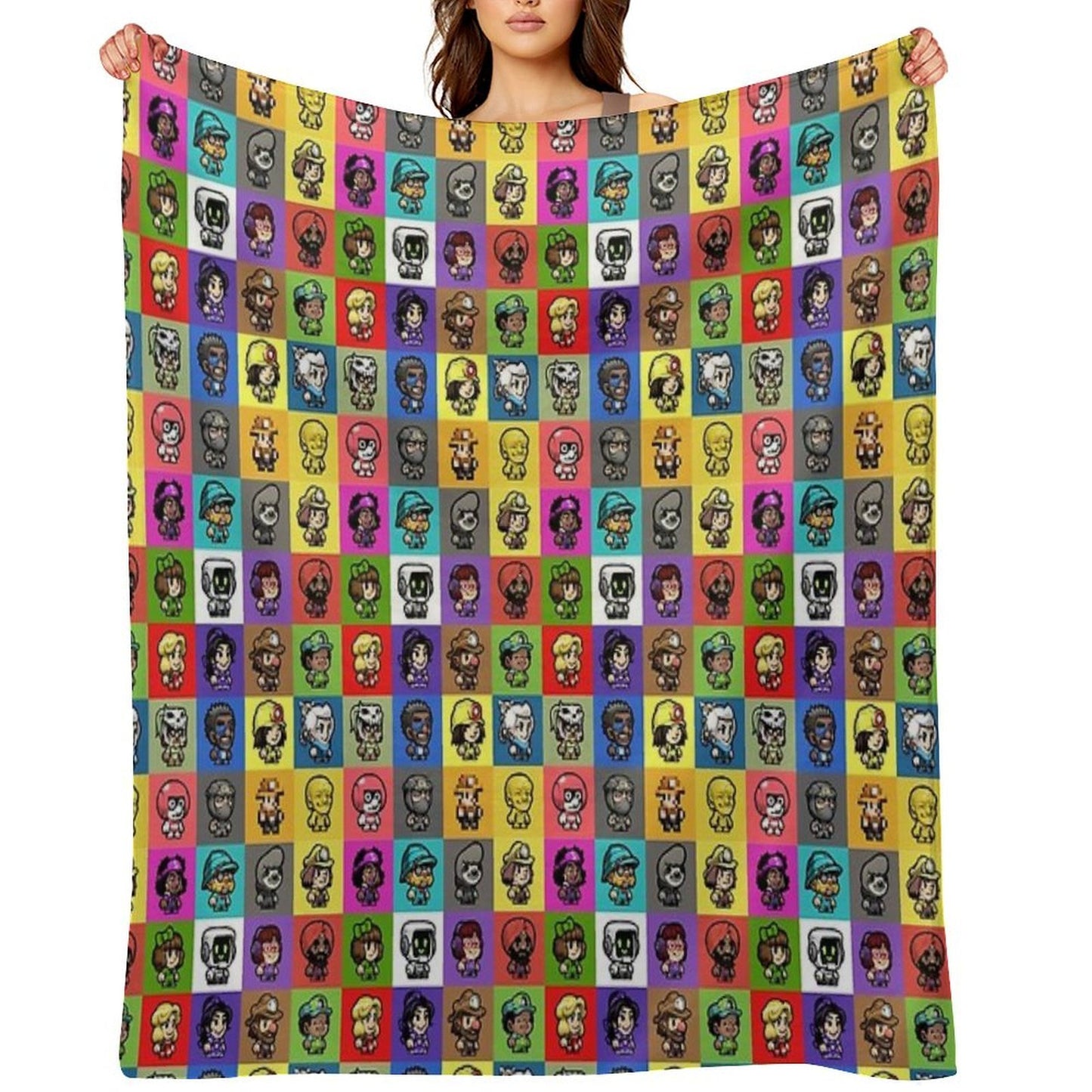 Spelunky 2 Player Characters Pattern Comfort Throw Blanket