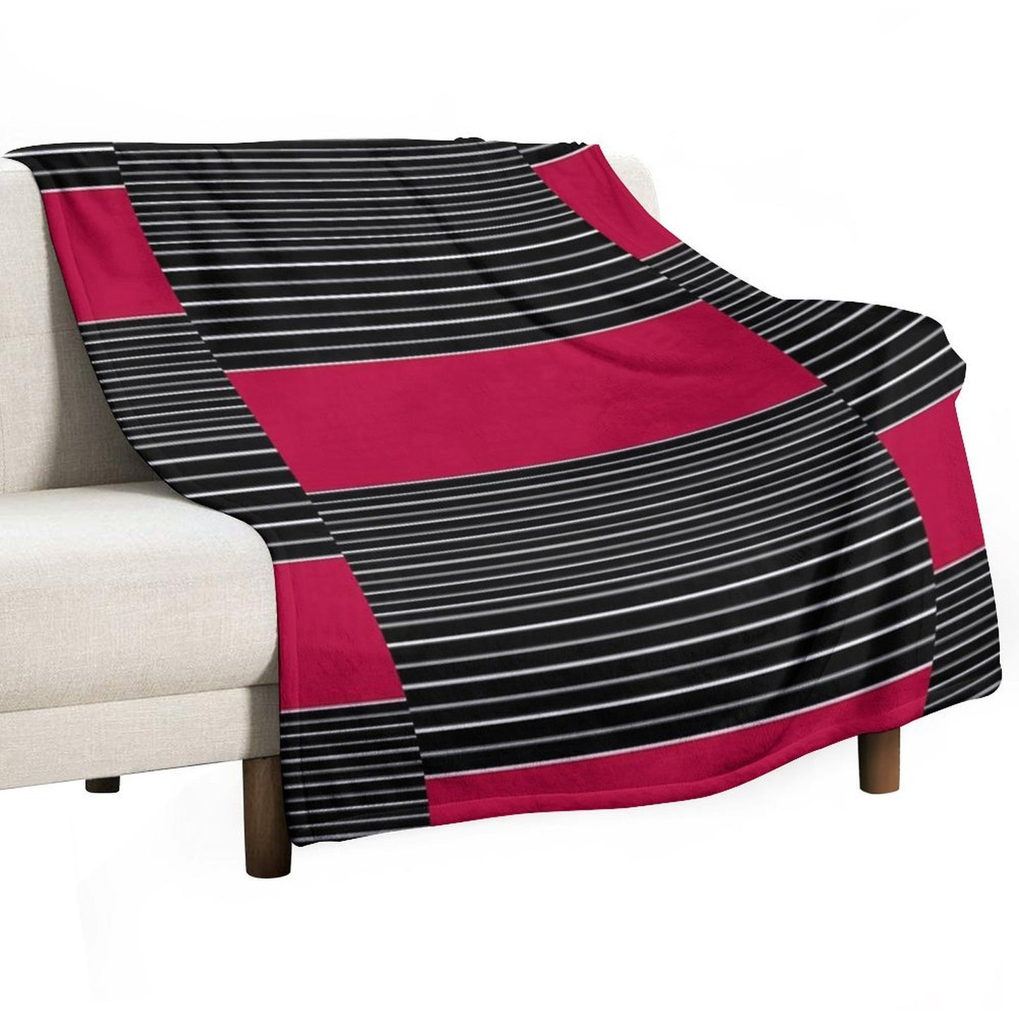 Striped Simple Red , Gray , White Pattern SPORTCLUB Eco-conscious Throw Blanket