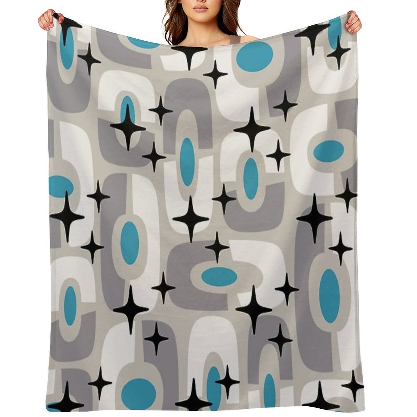 Retro Mid Century Atomic Composition 259 Machine-washable Throw Blanket