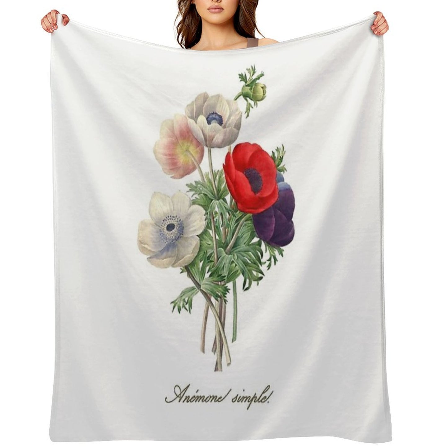 Anemone Illustration Sustainable Throw Blanket