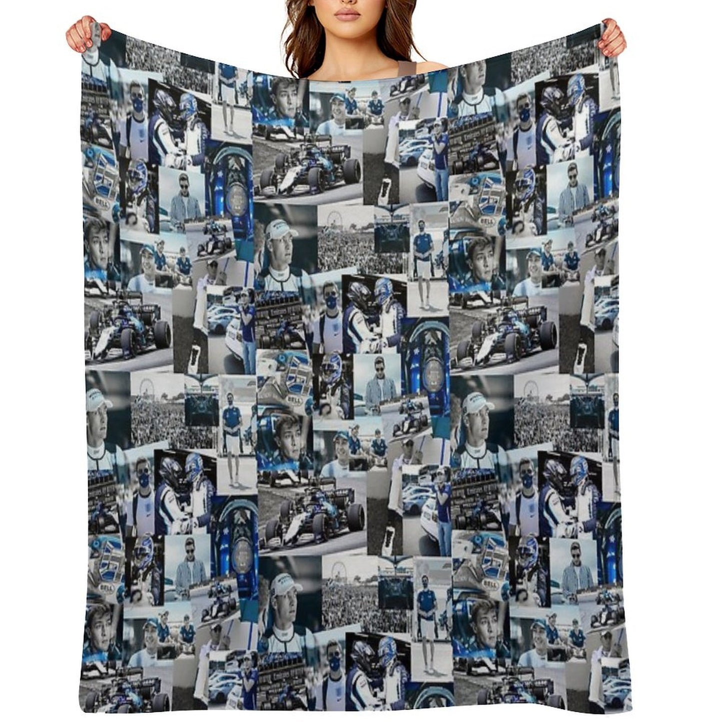 George Russle Williams Racing Collage Machine-washable Throw Blanket