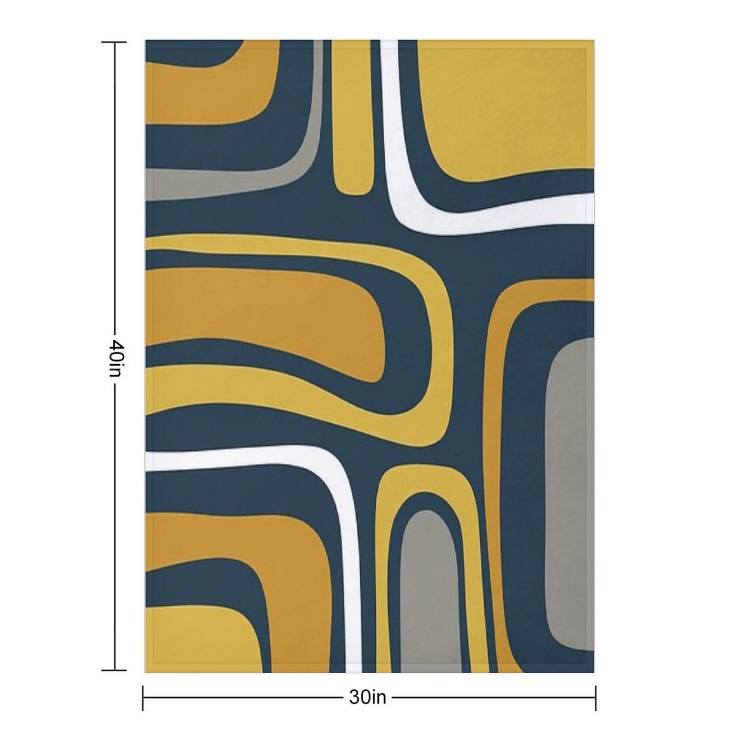 Palm Springs Mid-Century Modern Abstract Pattern in Light And Dark Mustard, Gray, And White on Navy Blue Gift-ready Throw Blanket