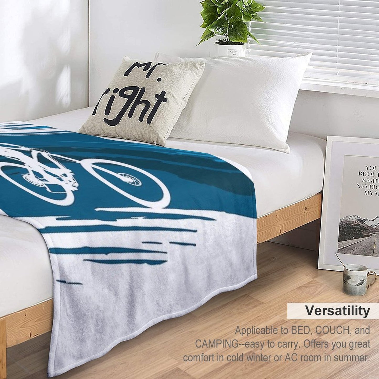 Silhouette of A Cyclist Riding A Mountain Bike Easy Care Throw Blanket