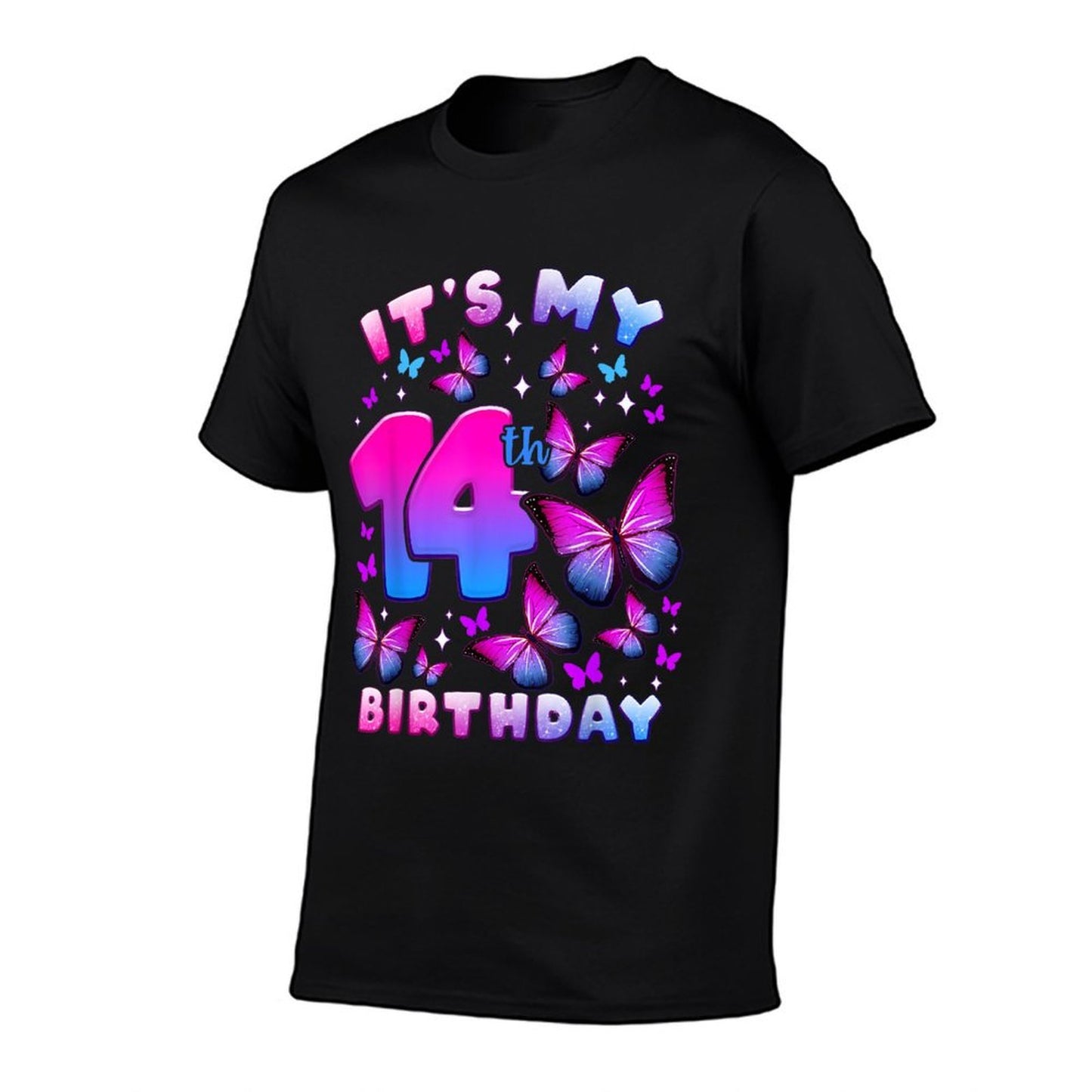 Birthday Girl 14 Year Old, Butterfly, Number 14 Relaxed-fit T-Shirt