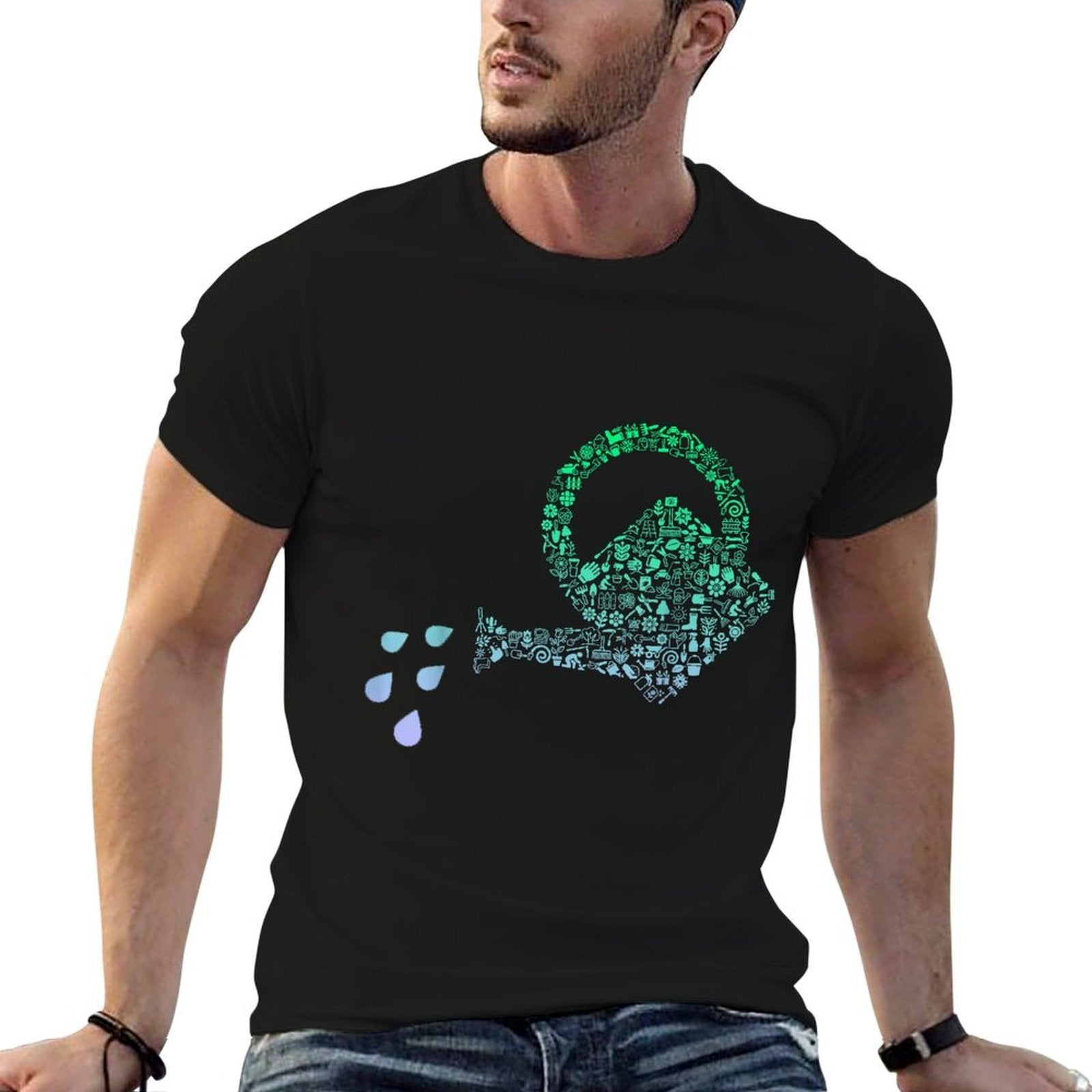 Garden Watering Can Plant Gardening for Gardener  Oversized Silhouette T-Shirt