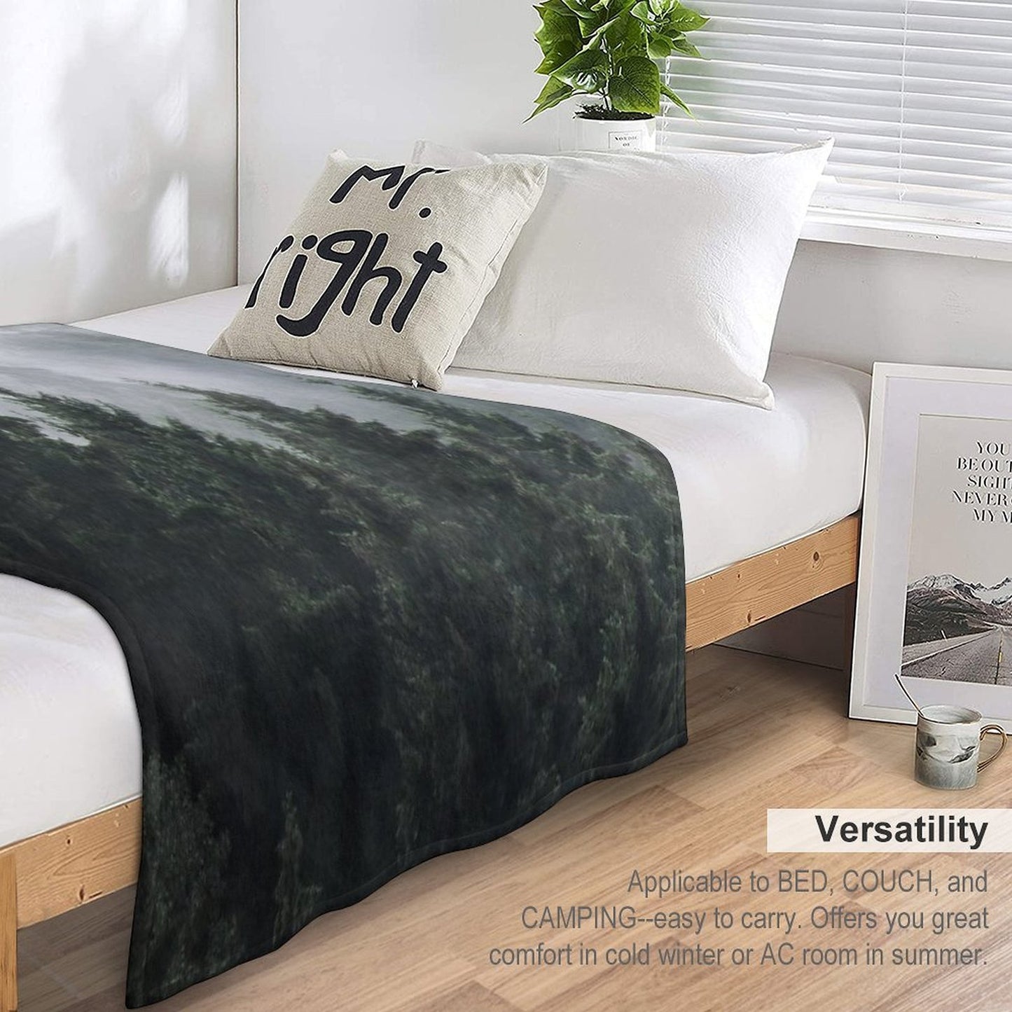 Waiting For Misty Foggy Fairytale Forest With Cascadia Trees Covered In Magic Fog Shrink-resistant Throw Blanket