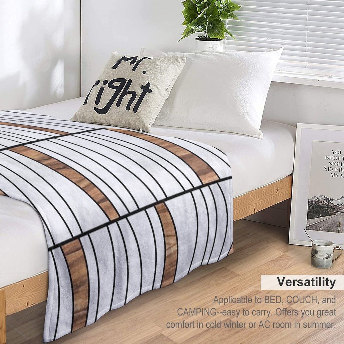 Mid-Century Modern Pattern No.4 - Concrete And Wood Premium Throw Blanket