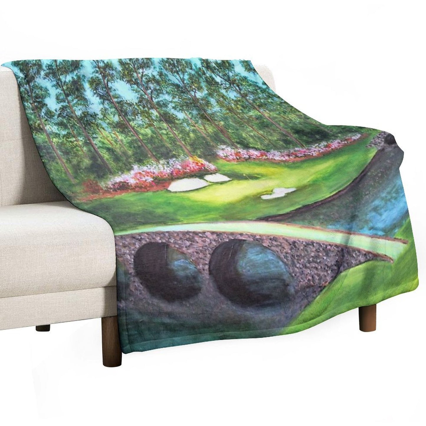 12th Hole At Augusta National Golden Bell Lightweight Throw Blanket